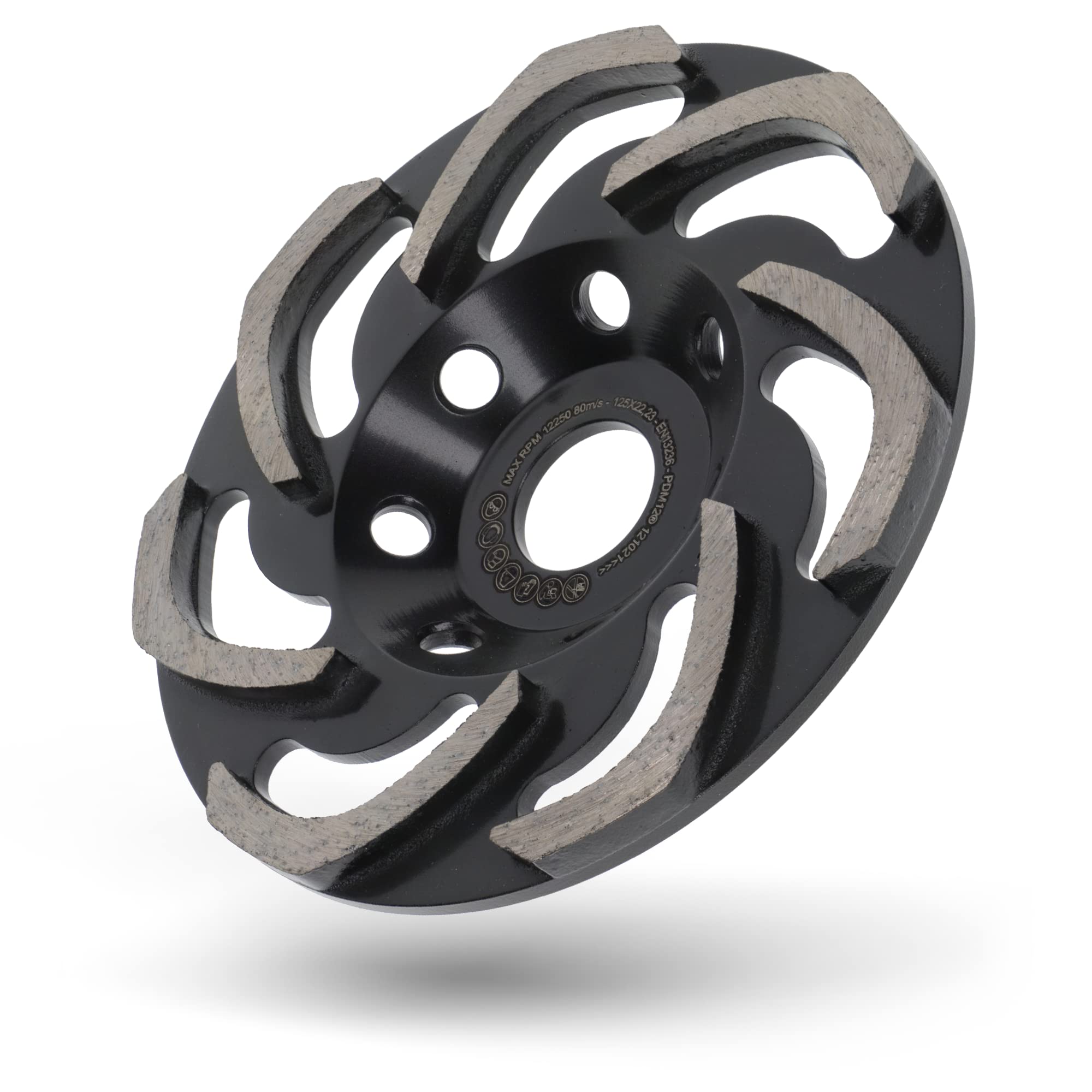 PRODIAMANT Mola a tazza diamantata 125mm x 22,2mm per calcestruzzo e muratura, adatta a smerigliatrici angolari, alta qualità e durata