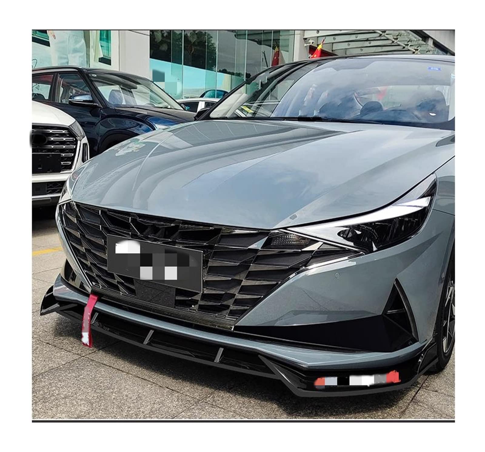 Dla Hyundai Dla Elantra 2020 2021 Samochód 3 Sztuk Dyfuzor Przedniego Zderzaka Spoiler Ochraniacz Na Wargi Splitter Body Kit Wykończenia Car Styling(Bright Black)
