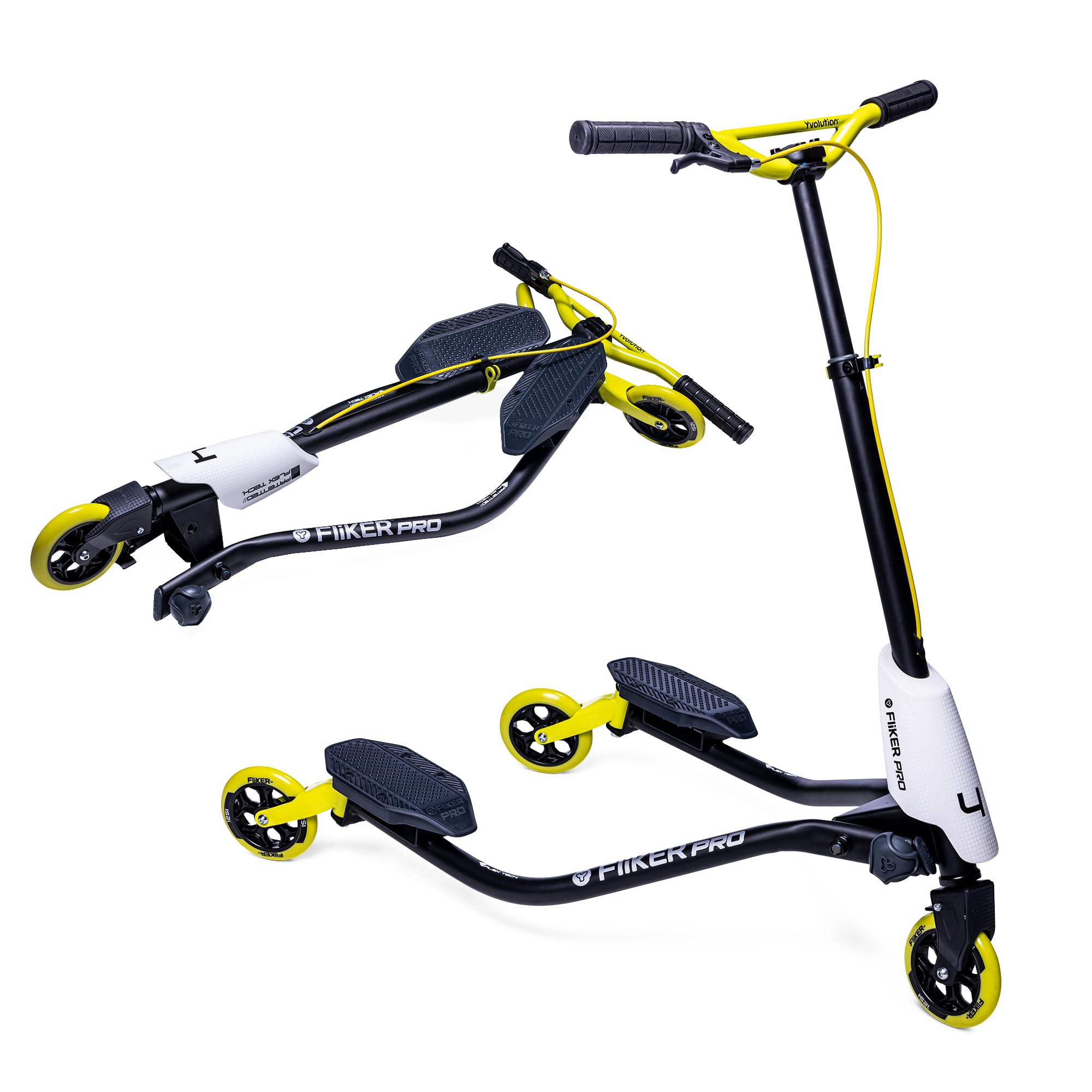 Yvolution Y Fliker A3 Drift Scooter – 3-Wheel Wiggle Scooter for Kids Ages 7+ – Self-Propelling, Foldable Design with Hand Brake – Max Weight 175 lbs – Purple/Blue