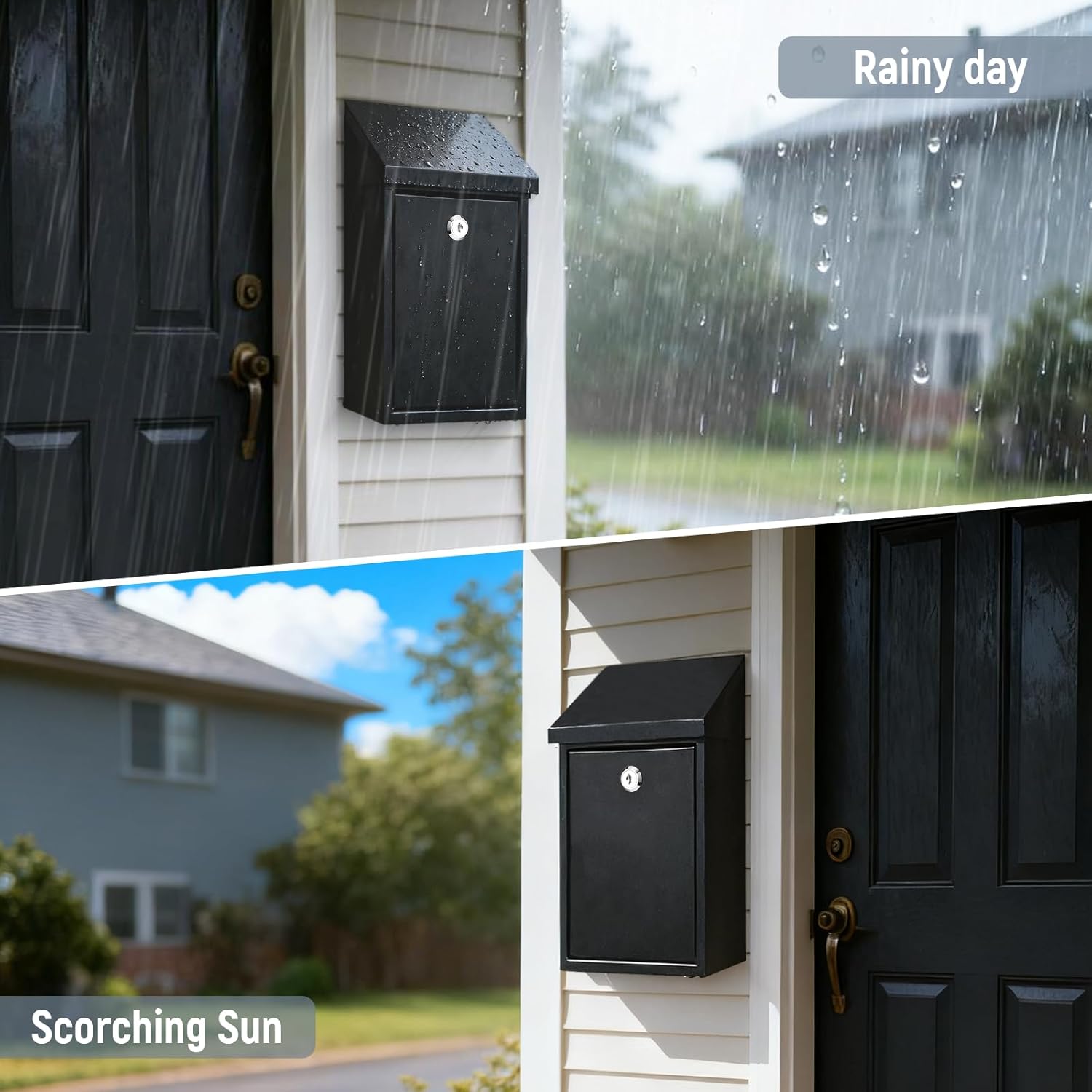 Diggoo Secure Wall-Mounted Mailbox for Outside, Rust-Proof Steel Postbox with 3 Sets Numbers, Locking Donation/Suggestion Box with Keys, Collection Box with Drop Slot for Home, Office, Business