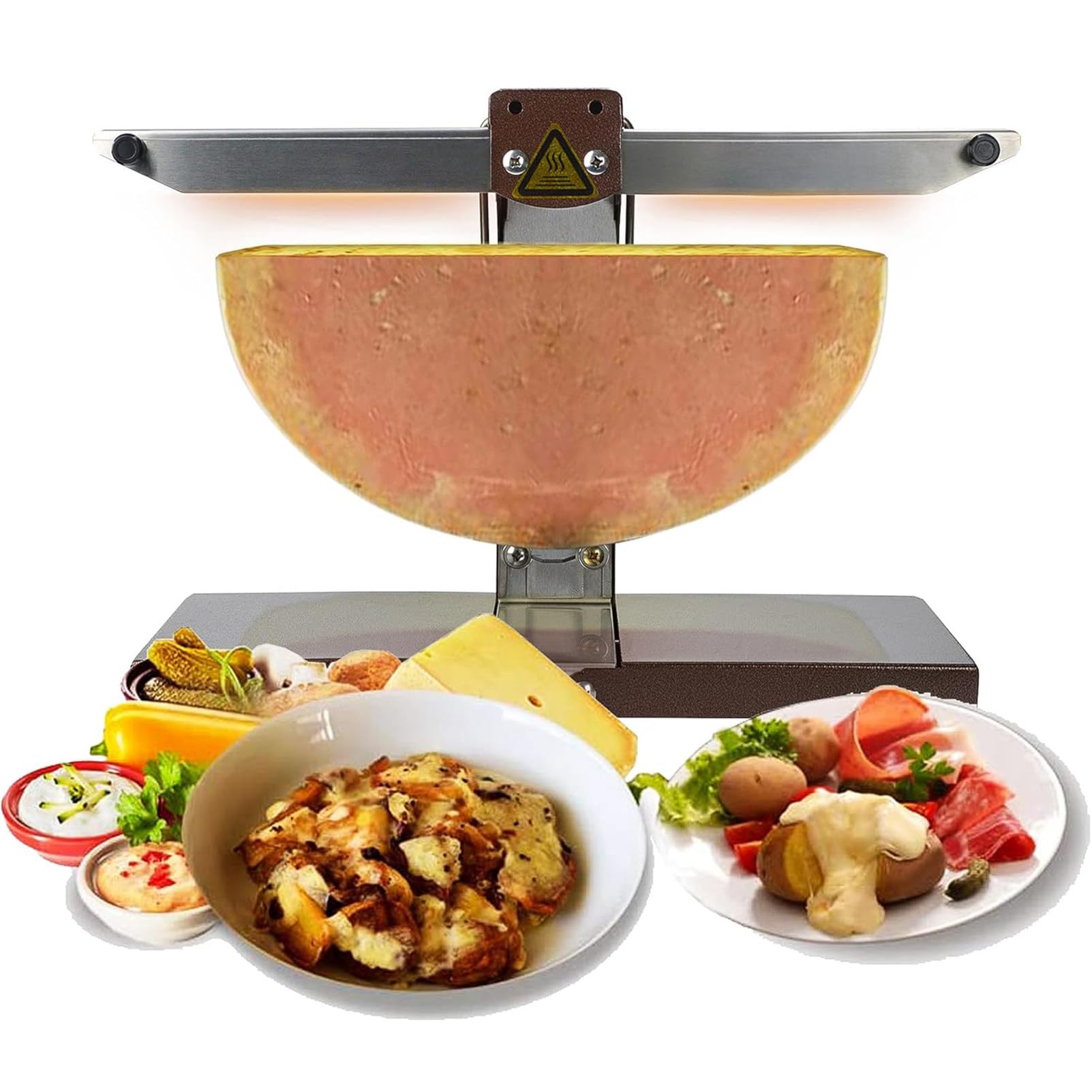 Wszechstronny Topielnik Do Sera O Mocy 600 W, Grill Do Raclette Z Odpinanym Uchwytem, ​​Regulowaną, Przesuwną PółKą I MożLiwośCią Nachylenia Dla łAtwego Usuwania Sera, łAtwy W MontażU A