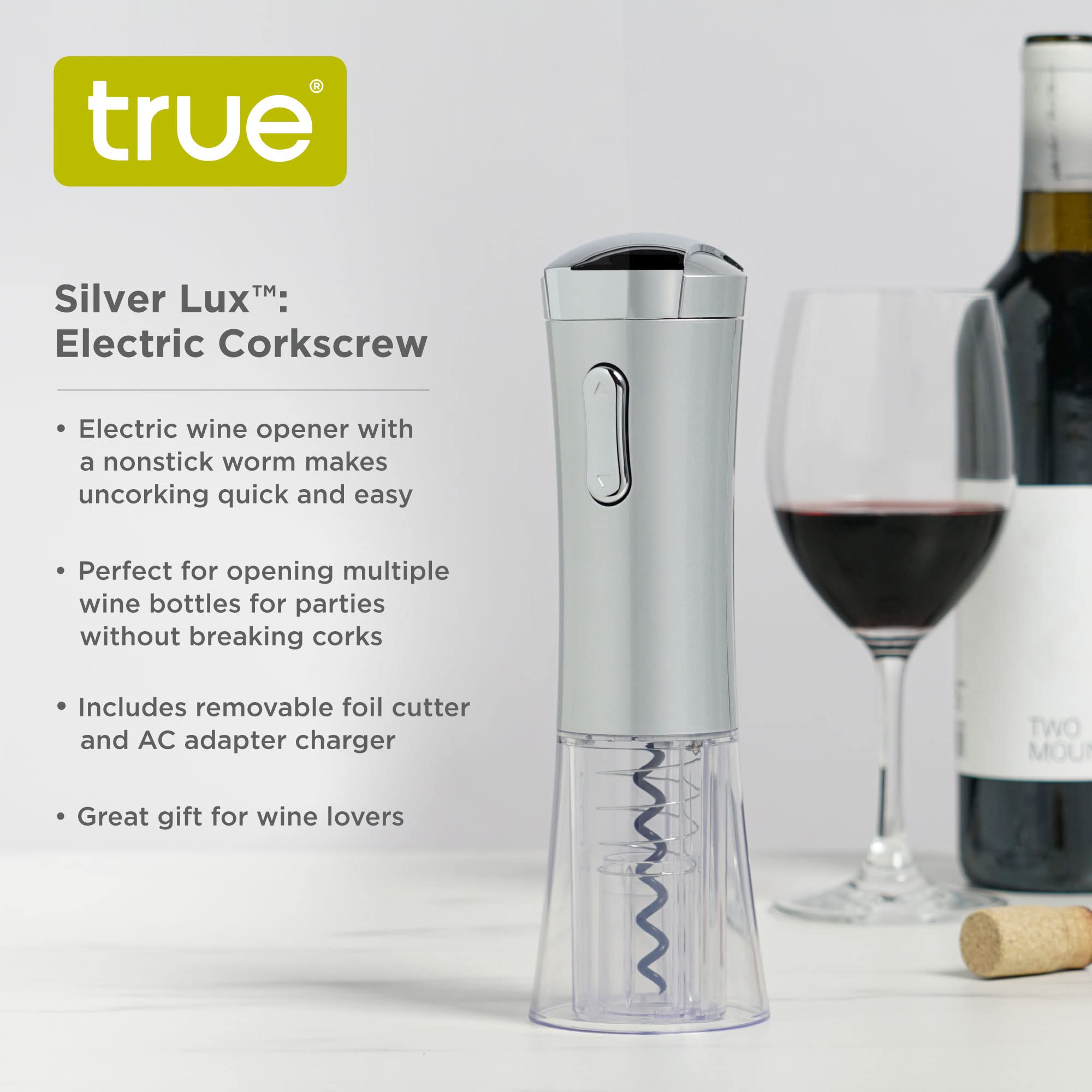 Amazon.co.jp: True Silver Lux 電動コルクスクリュー エア&電動ワイン