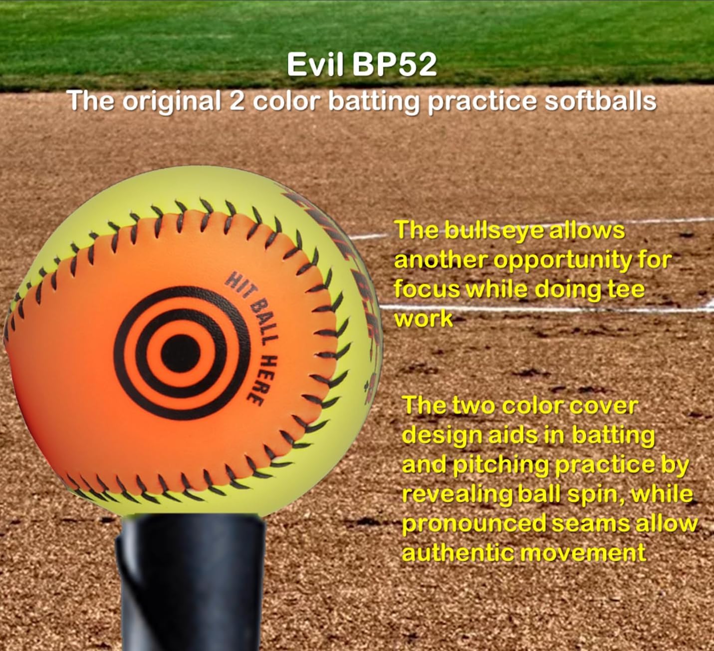 Evil Ball 12" BP 52 Batting Practice Ball .52/300 Softball- Dozen Evil BP 52-DZ