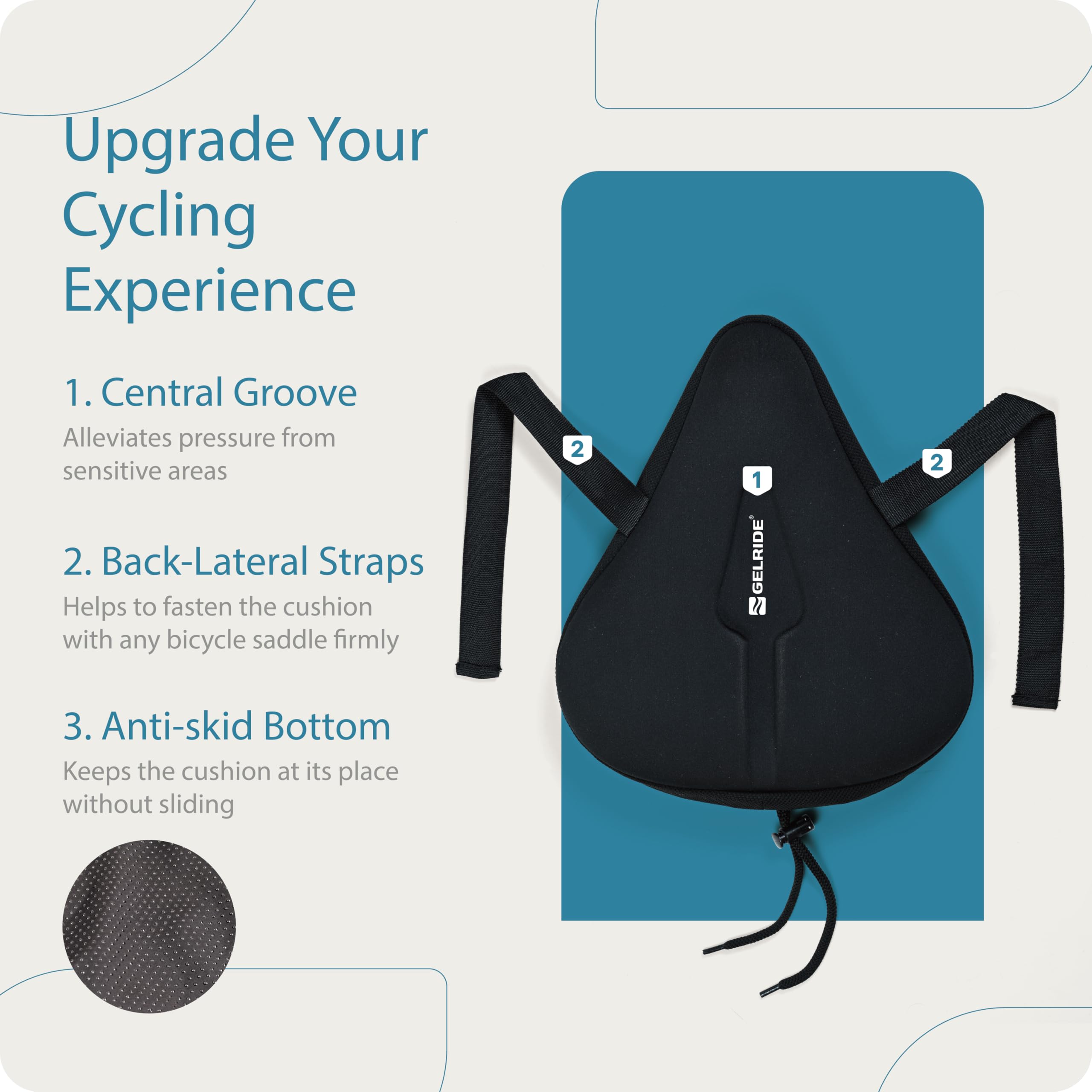 GELRIDE Extra Wide Gel Bicycle Saddle Seat Cushion Cover for Indoor Outdoor Cycling, Exercise Cycle - Soft and Washable, 100% Gel Material, Made in India 3