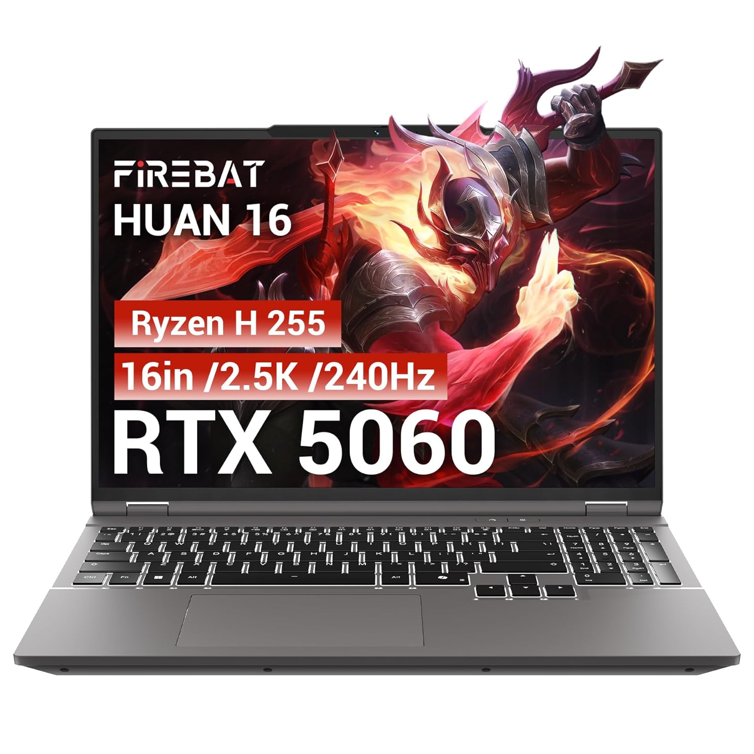 Laptop Computer for Gaming RTX 5060 GPU 240Hz 2560x1600 Display Metal AMD Ryzen7 H255 CPU Expandable Storage 16GB