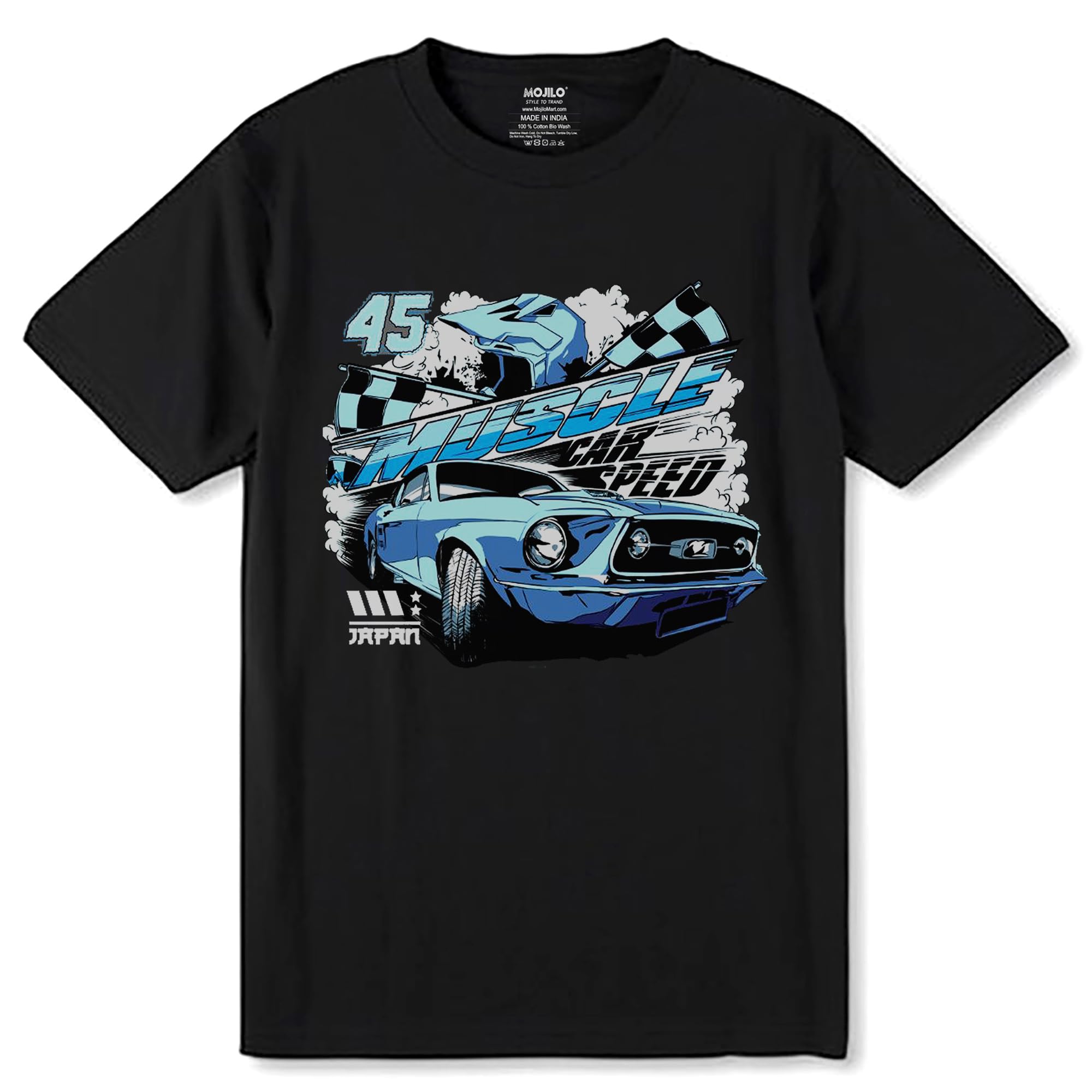 | Unisex Round Neck Black 100% Cotton T-Shirt | DTF Printed Stylish Biker & Automotive Graphic Tee | Comfortable Casual Wear for Men & Women | Motor-image-30