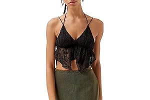 Women's Fairy Grunge Sleeveless V-Neck Tie-Up Irregular Crop Top