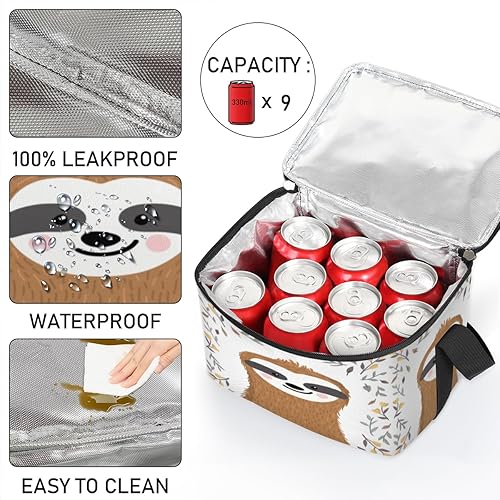 Miniatura 5 de Bolsa de almuerzo aislada con hojas de perezoso para mujer, reutilizable, bolsa cuadrada de comida para adultos y hombres, lonchera más fresca para