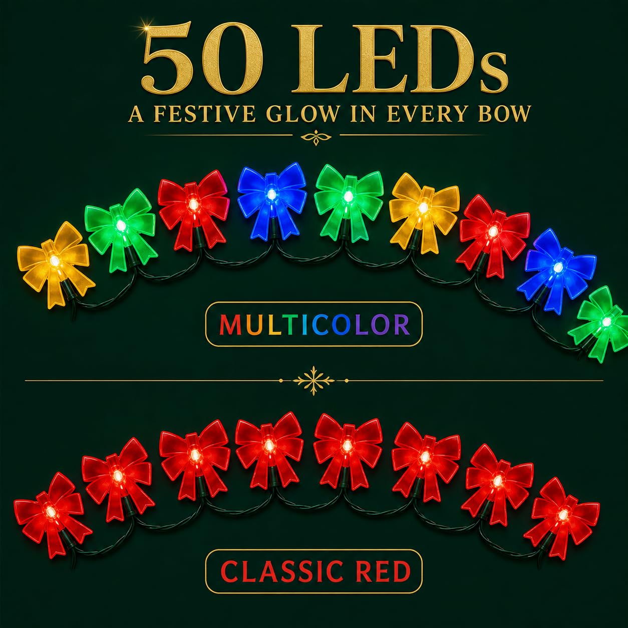 Guirnalda de 50 luces LED de Navidad, decoración navideña para interiores