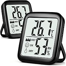 Antonki 2 Pieces Indoor Thermometer, Digital Hygrometer, Humidity Meter, Temperature and Humidity Monitor for Home, Nursery, Terrarium, Incubator, Greenhouse – Battery Included