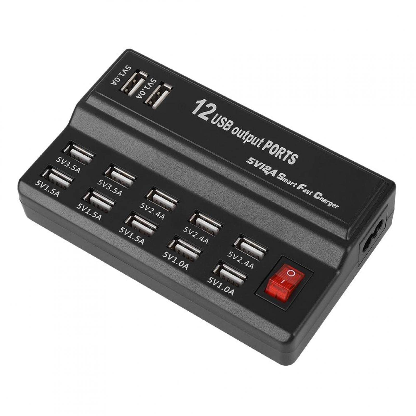 ciciglow Hub USB, 12 Porte Hub USB Stazione di Ricarica 5V 10A Caricabatterie Rapido Splitter USB da Viaggio per la Casa per Cellulare/tablet/MP3/MP4(Spina UE)