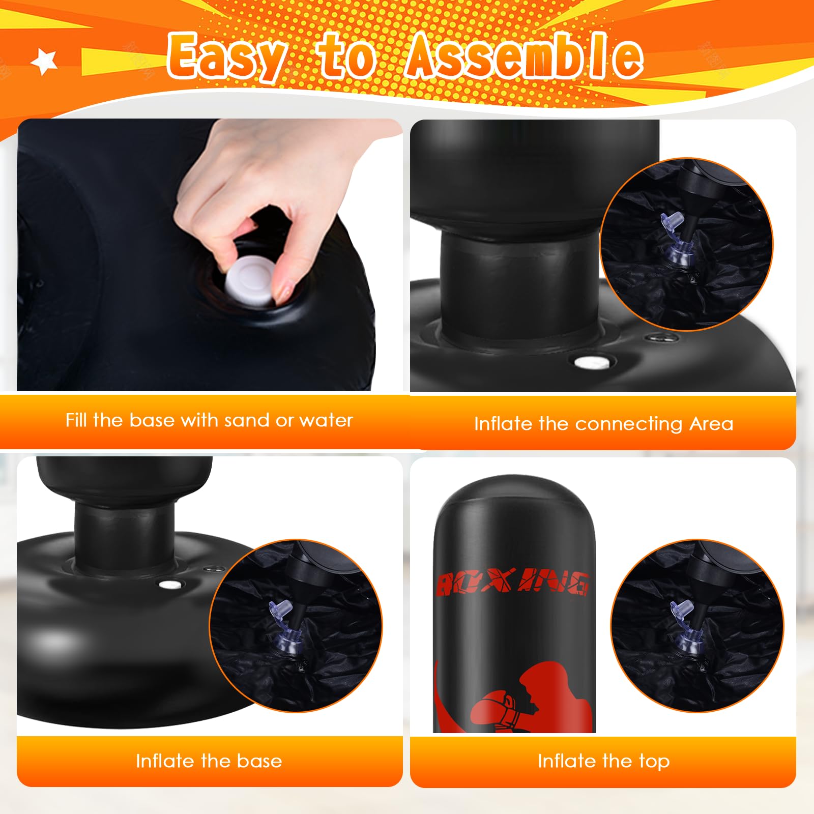 Ninonly Sacco da Boxe per Bambini 160cm con Guantoni e Pompa Punching Ball Bambini Perfetto per Allenamento a Casa, All'Aperto, Sacco Boxe da Terra Ideale