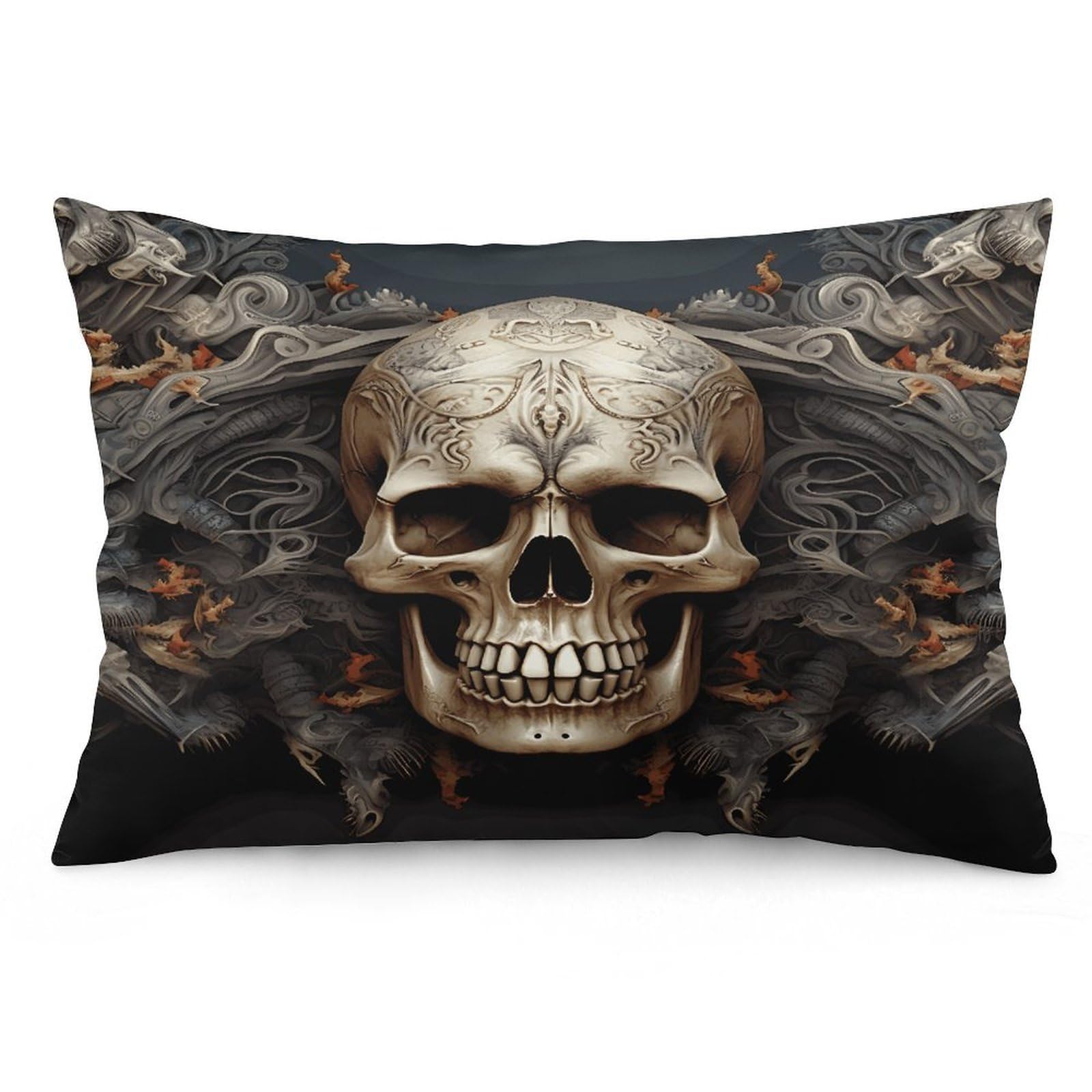 Skulls Throw Pillow Cover Soft Lumbar Pillow Covers with Zipper Breathable Rectangular Cushion Case Polyester Pillow Case Decorative Body Pillow Cover for Couch Bed