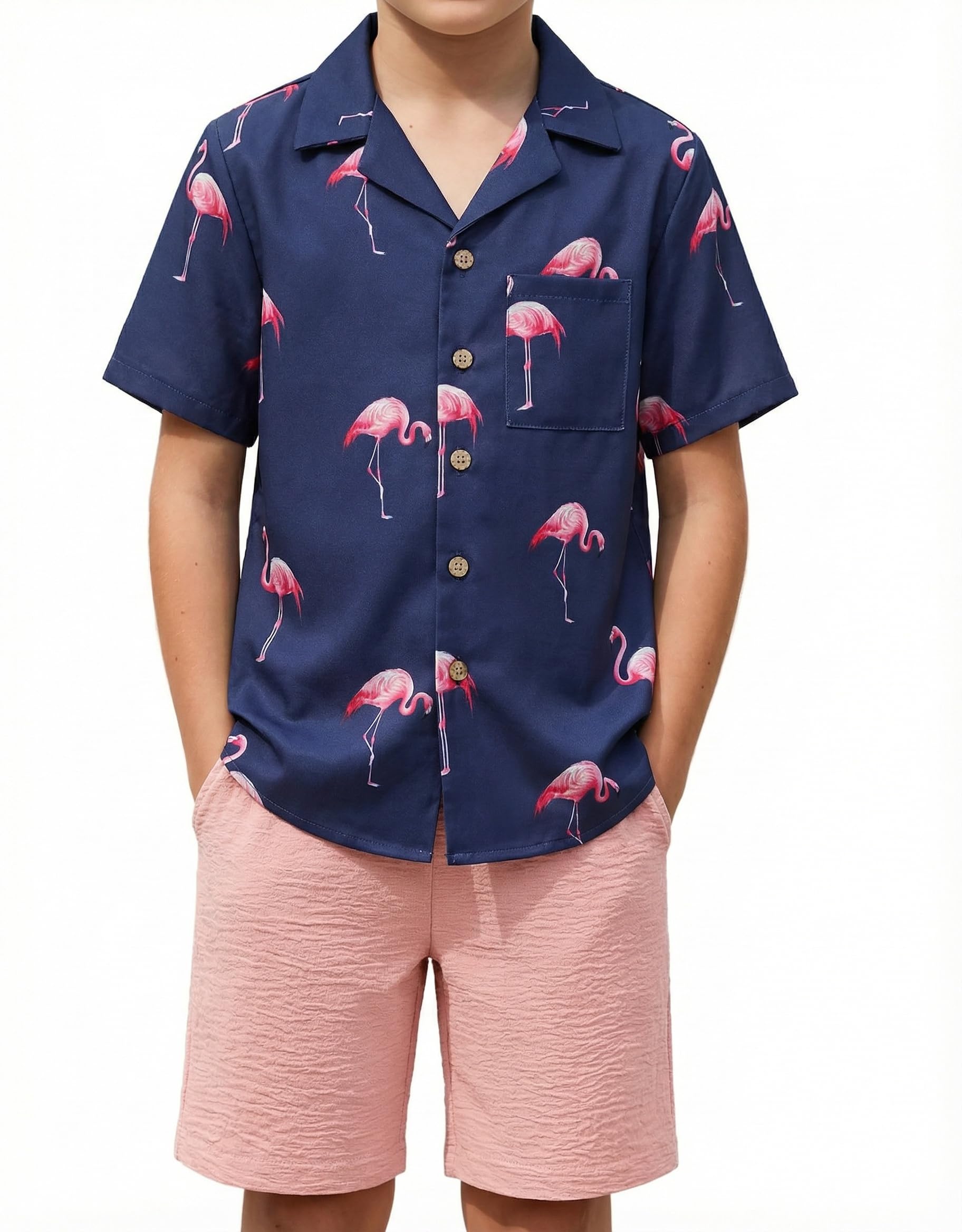 Arshiner Boys 2 Pieces Summer Beach Outfits Short Sleeve Button Down Shirts and Shorts Vacation Texture Sets for Kids