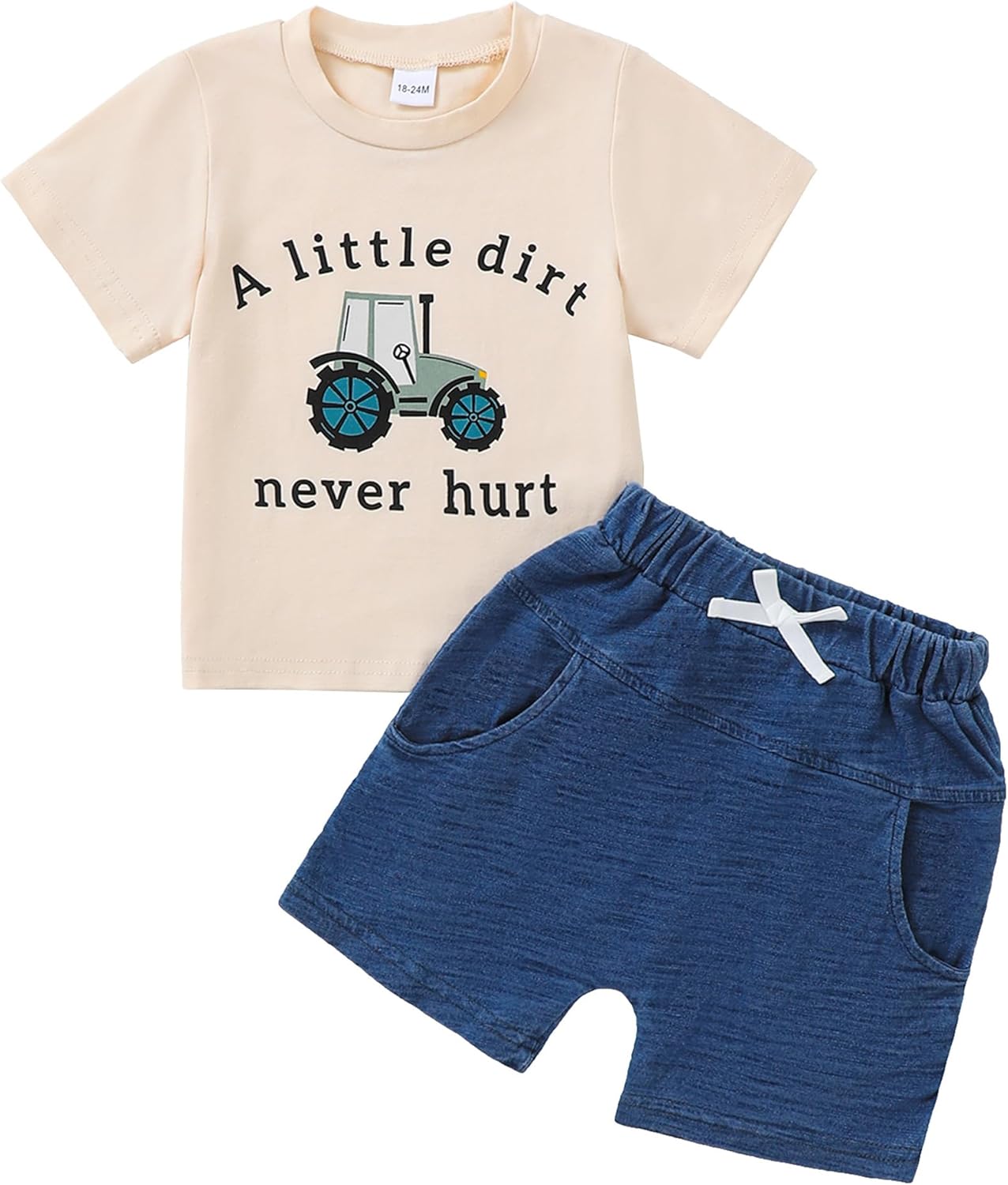 Jecson Baby Boy Summer Clothes Toddler Boy Outfits Letter Print Short Sleeve T-Shirt Denim Shorts Clothing Set 6M-4T