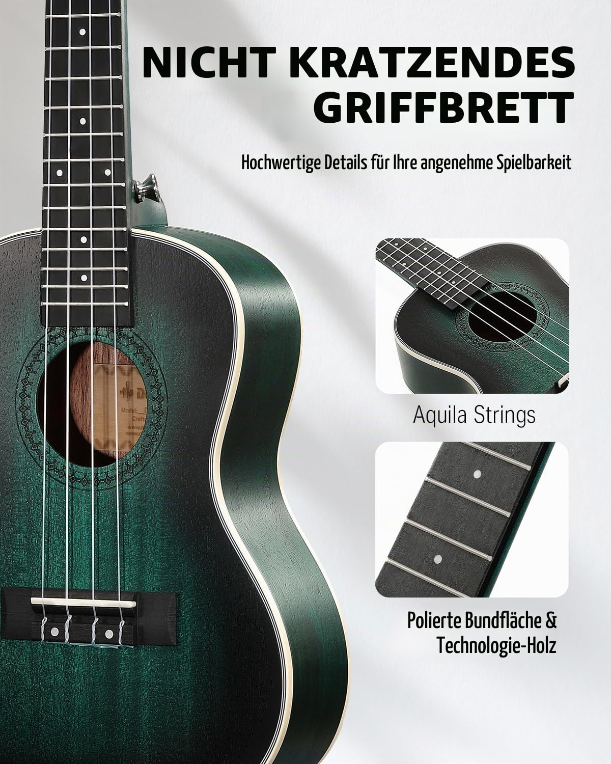 Donner Konzert Ukulele Professional Kit 23 Zoll Mahagoni Ukelele für Anfänger Erwachsene Kinder Ukele Bundle mit Online Lektion Gig Bag Aquila String Pick Tuner Strap Cloth, DUC-200B Blau