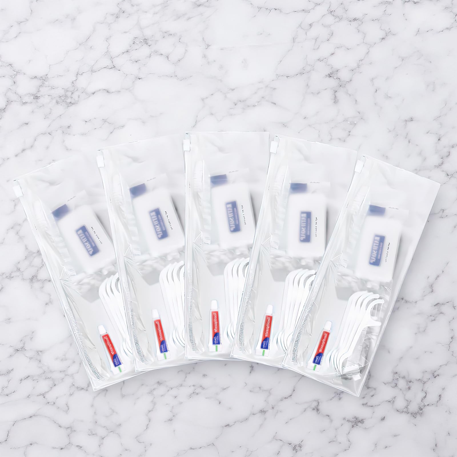 50er Einweg-Zahnpflege-Set 8-in-1, Reise-Zahnpflege Set mit Zahnbürste | Zahnpasta, Zahnseide, Hygiene Set, Zahnputzset Gäste für Damen, Herren, Hotel, Reise & Vorrat