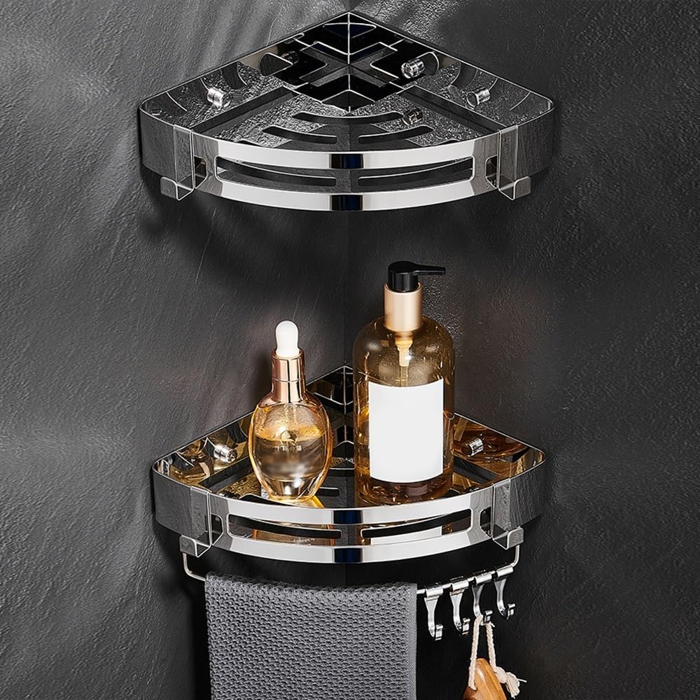 Shower Caddy Shelf Wall Mounted Shower Organizer 304 Stainless Steel Bathroom Storage Rack Durable Shower Shelf for Home