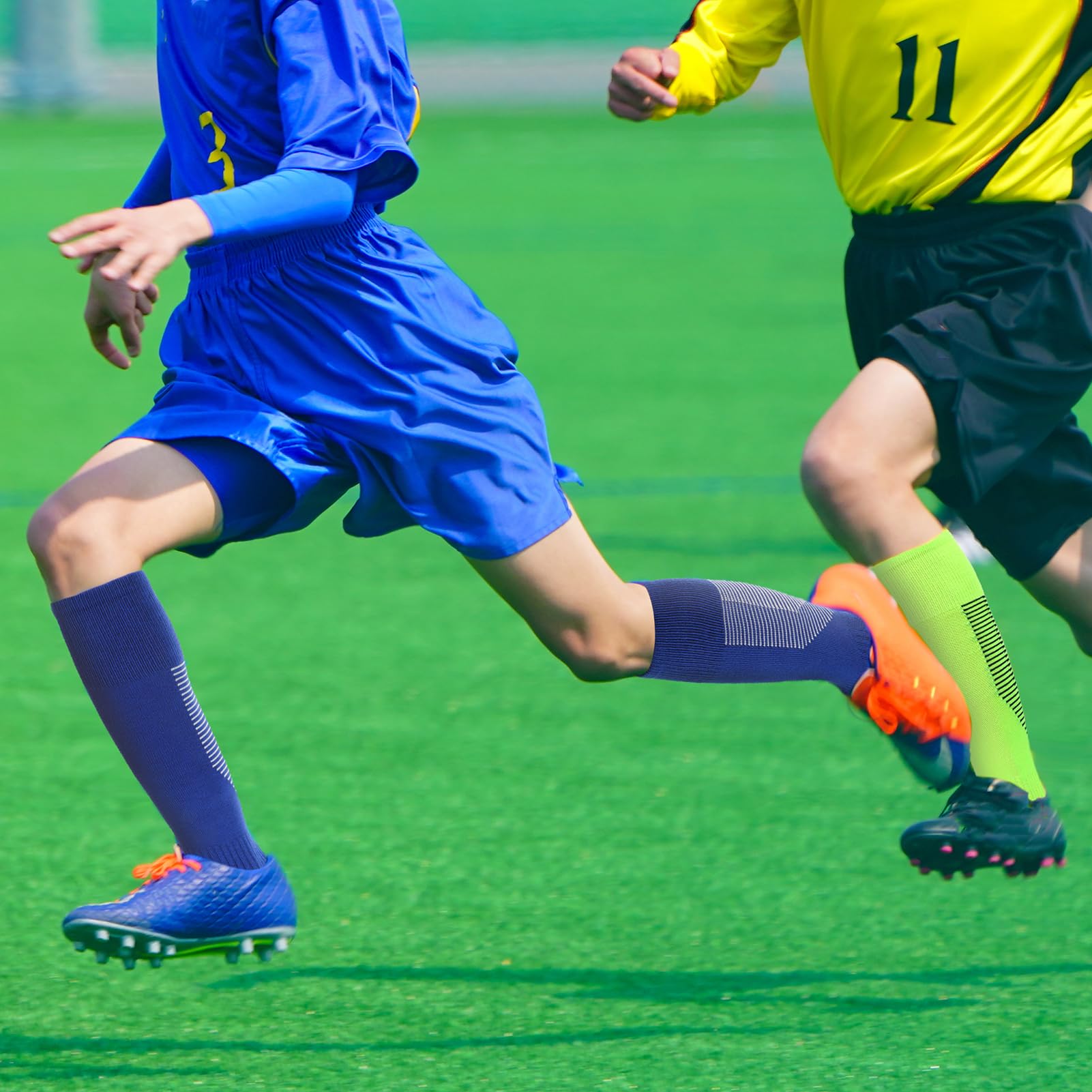 Utensilsto 4 paia di calzini da calcio per bambini 35-38, calzini sportivi lunghi da calcio, traspiranti, antiscivolo, per ragazzi e ragazze, calcio, corsa, basket, pallacanestro