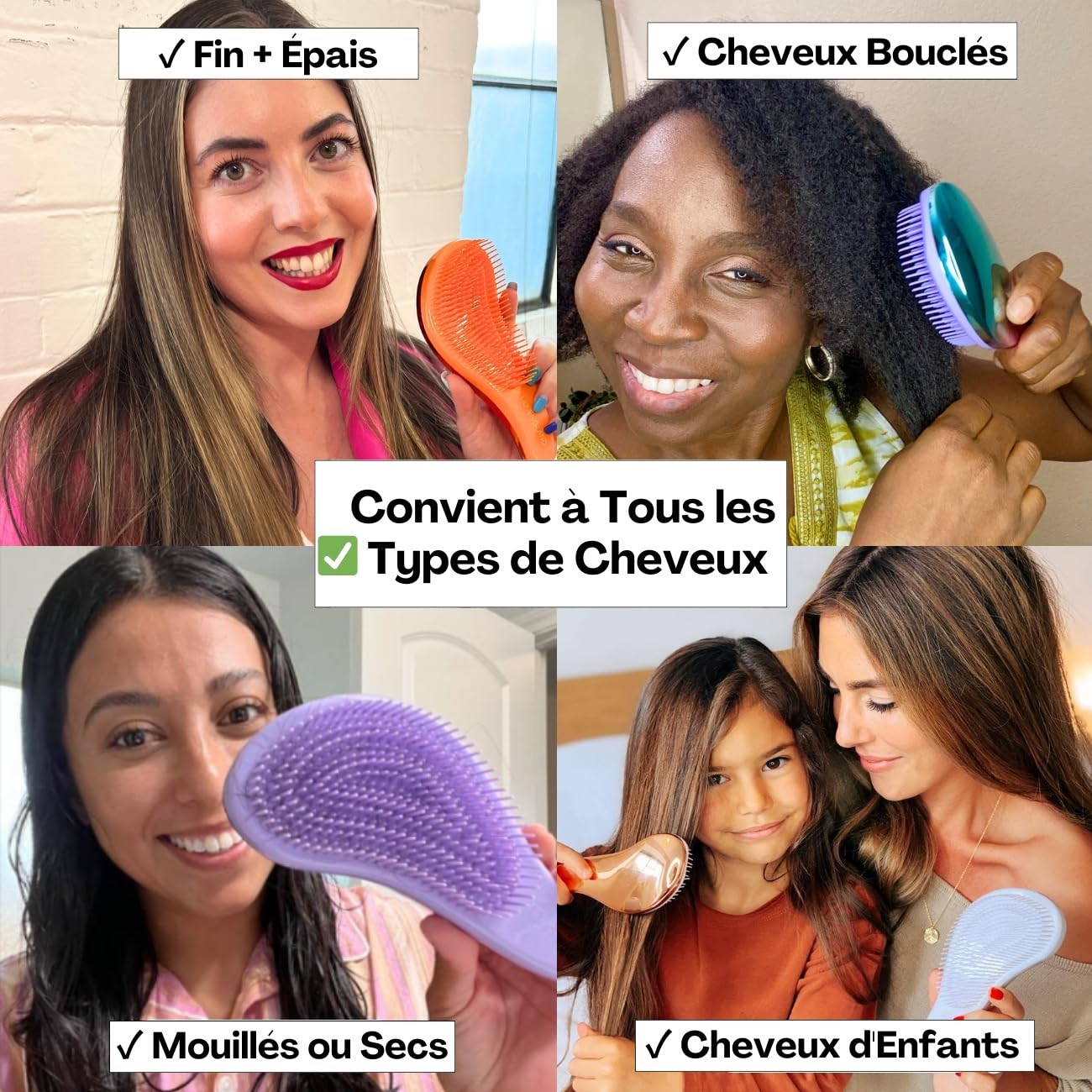 Lily England Brosse à Cheveux Démêlante, Superbe Qualité Salon Coiffure - La Meilleure Brosse pour les Cheveux Fins, Épais, Bouclés, Secs ou Humides et les Enfants (Rose/Orange, Paquet de 1)