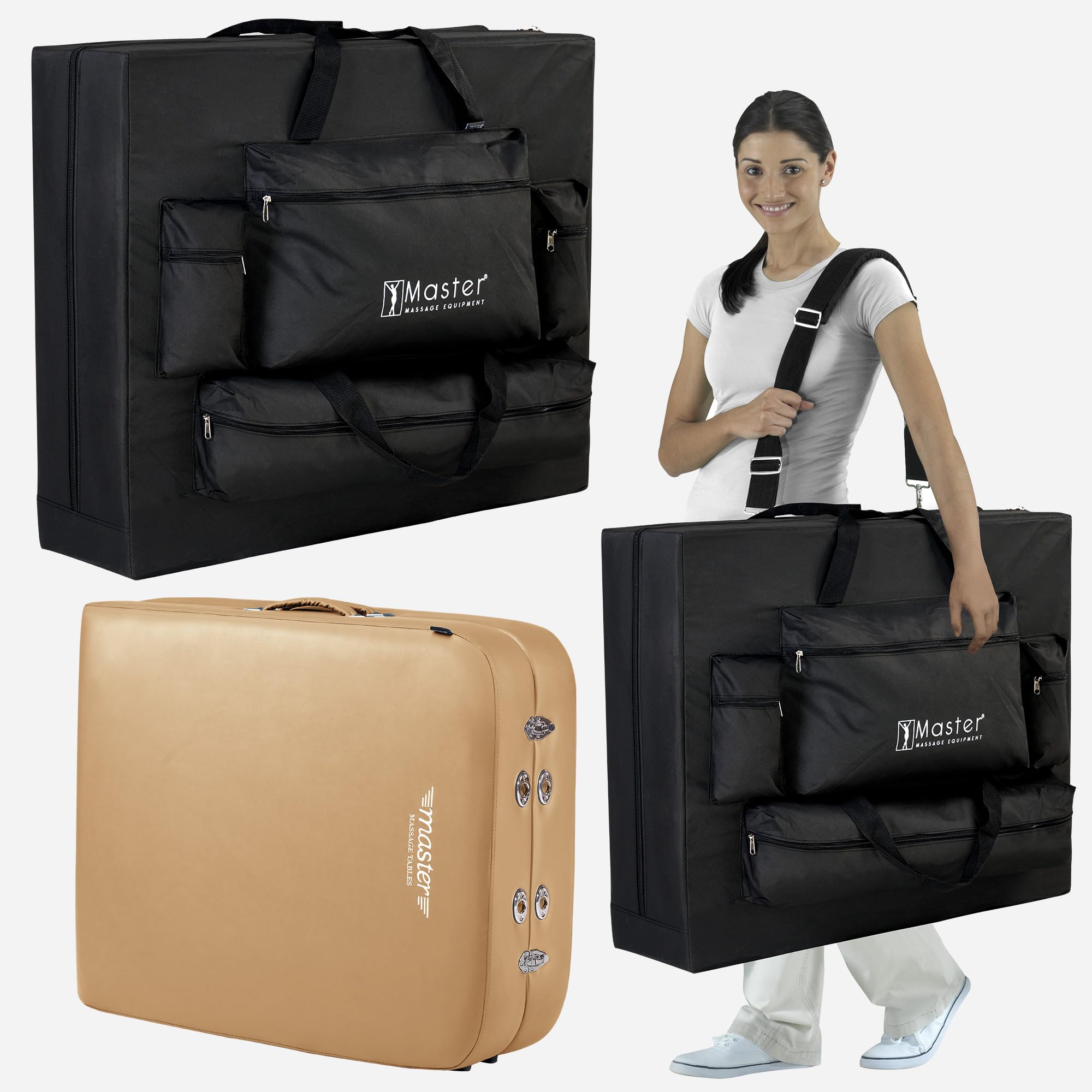 Master Massage Phoenix 71cm Mobil Klappbar Massageliege ThermaTop Heizsystem Massagebett Massagebank Kosmetikliege Heizdecke Wärmeunterbett Hellbraun