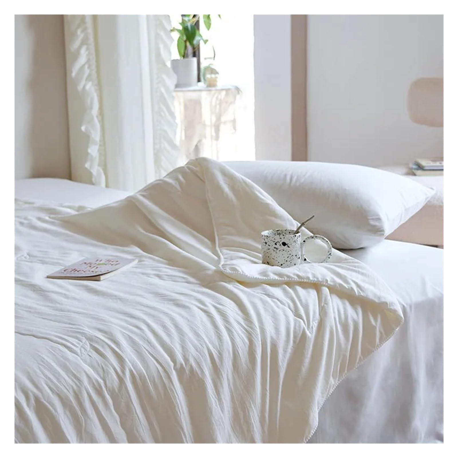 ADovz 4 pezzi estate trapunta sottile coperta lenzuolo piatto fodere for cuscini, 100% cotone leggero traspirante lavabile in lavatrice morbido e confortevole for il sonno,Lenzuola