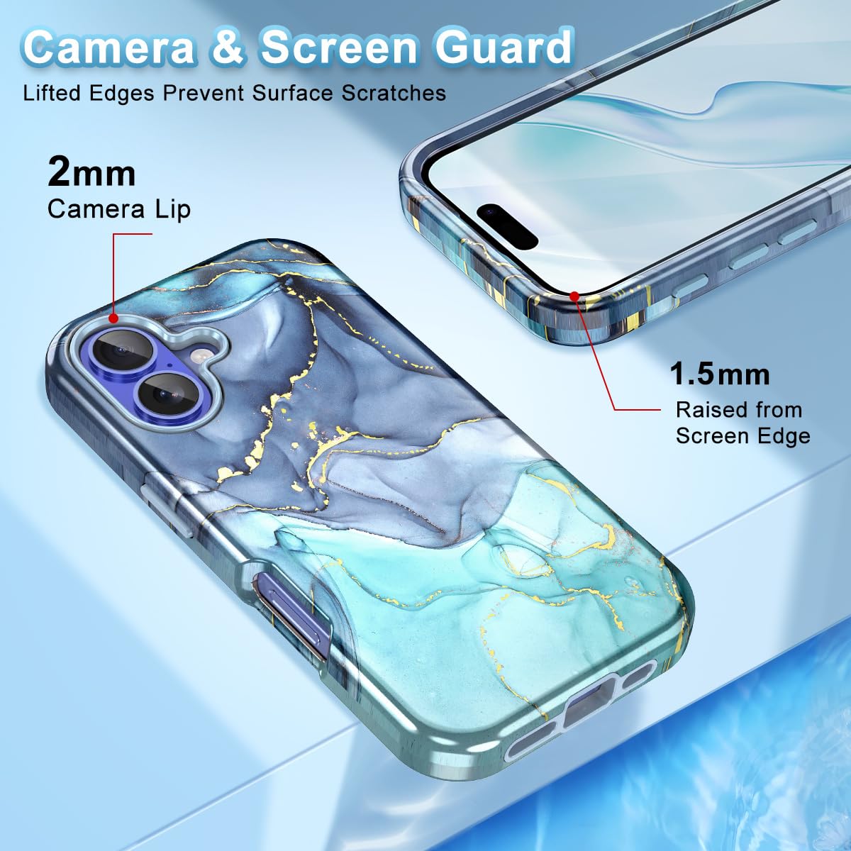 Btscase For IPhone 16 Case (2024),[Military Grade Drop Tested] Marble Pattern Design Slim Rugged Shockproof Women Girls Men Protective Anti-Scratch Cover For IPhone 16, All Rose Gold