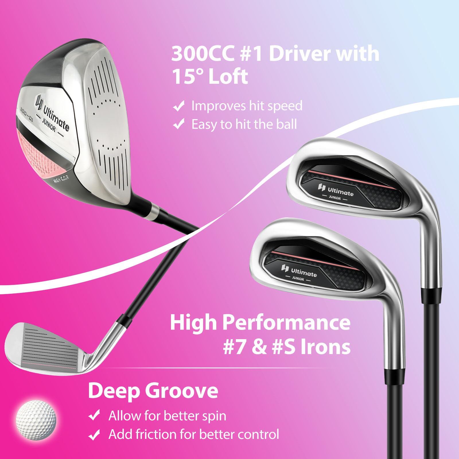 LIFEZEAL Komplettes Golfschläger-Set für Kinder, Golftasche mit 4 Golfschlägern, Tragbares Golfbag mit Stauraum, Trolleybag Junior mit Schultergurten, Ideal für Jungen & Mädchen von 8-10 Jahren