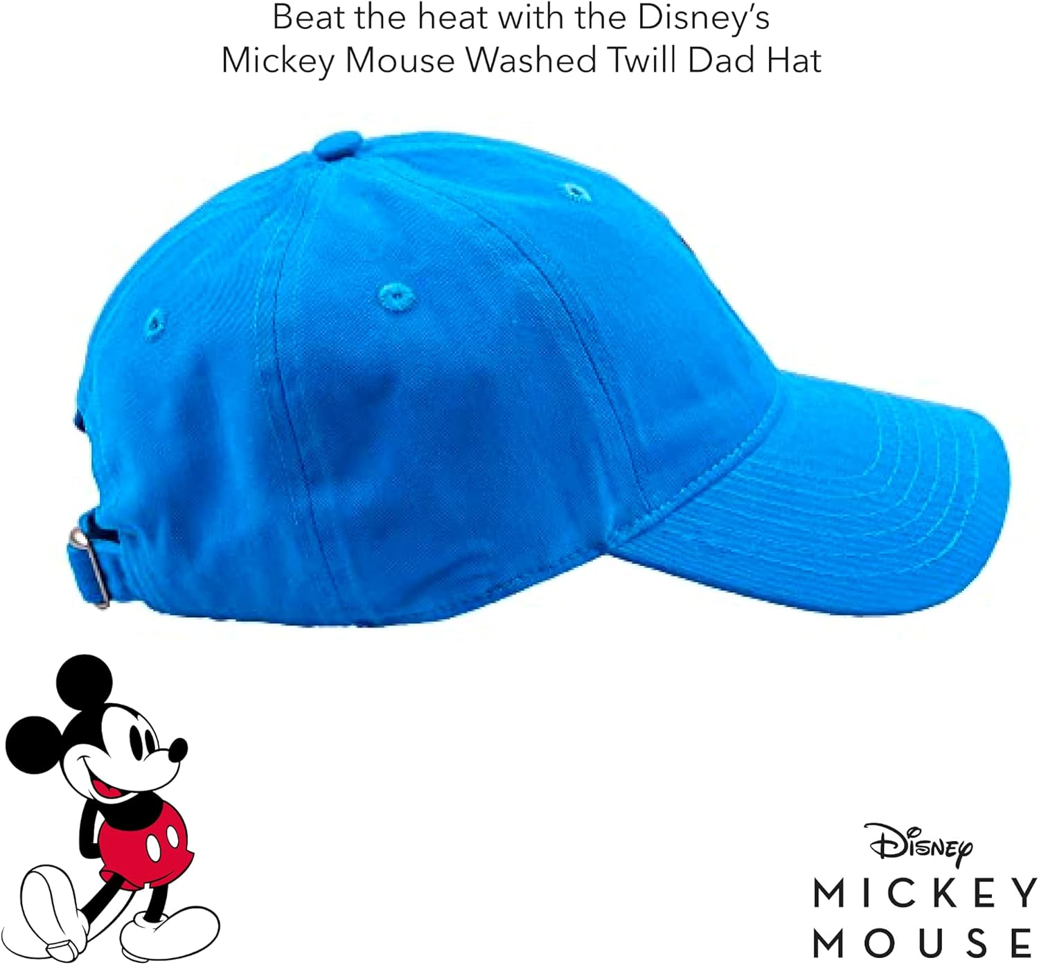 Disney Mickey Mouse Baseball Hat, Washed Twill Cotton Adjustable Dad Cap - Image 5