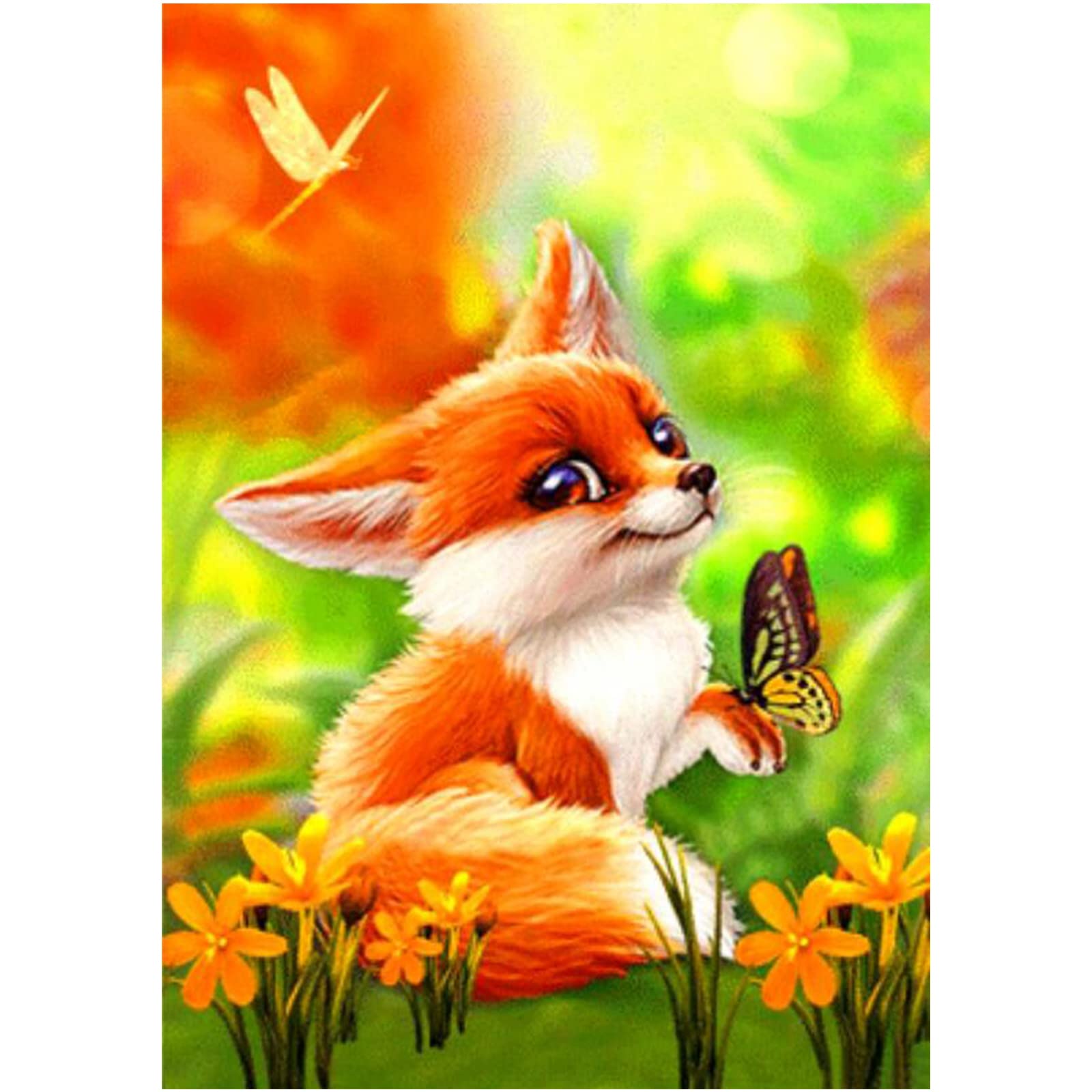 5D Diamantmalerei-Set – Neunschwänziger Fuchs, Quadrat-Bohrung, Voller Strass – DIY Bild Zum Selbermachen, 25x30 Cm, Kinder & Erwachsene