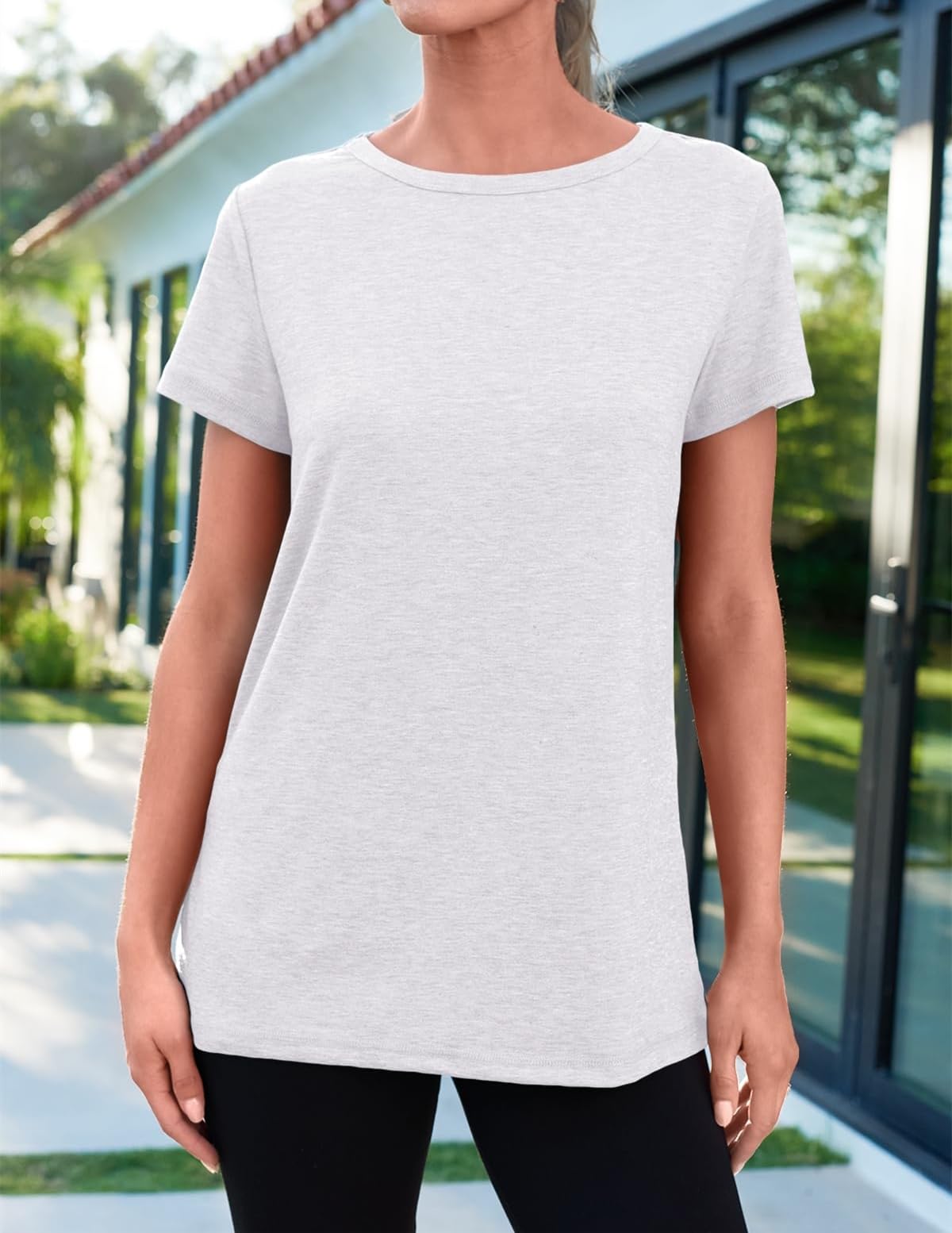 AirMood Maglietta estiva da donna, casual, con scollo rotondo