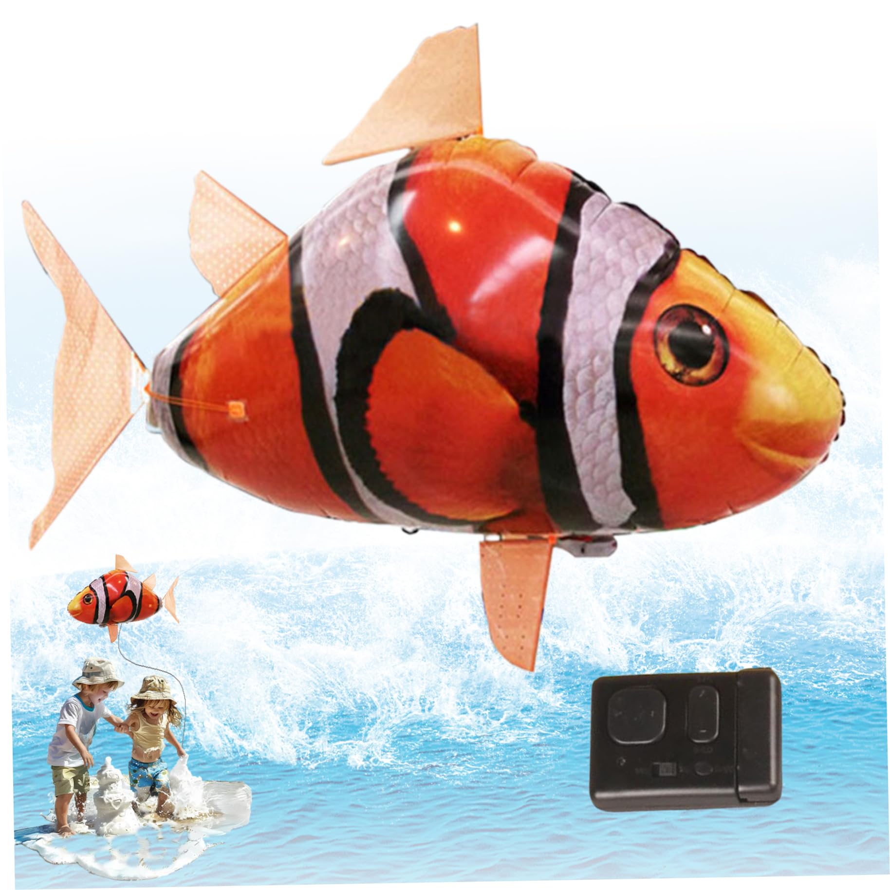 Télécommande Fish Fish Clown RC RC Anti-Break Battery Powered Fish Balloons Life Live Live Wiggable Clownfish Decoration Sous les décorations de fête pour la fête pour la fête, la maison (non incluse
