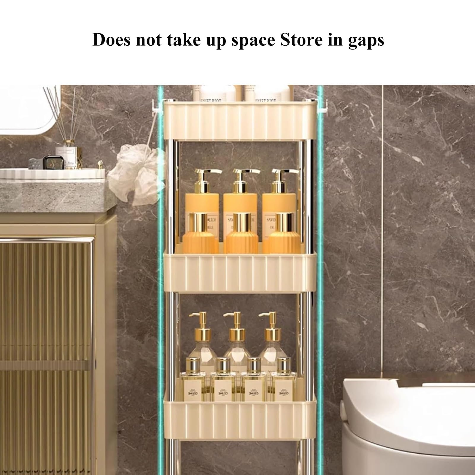 Schmaler Rollwagen, Badezimmer-Organizer, Heim- und Küchenutensilien, ideal für Wäsche und Organisation (35 x 15 x 60 cm)