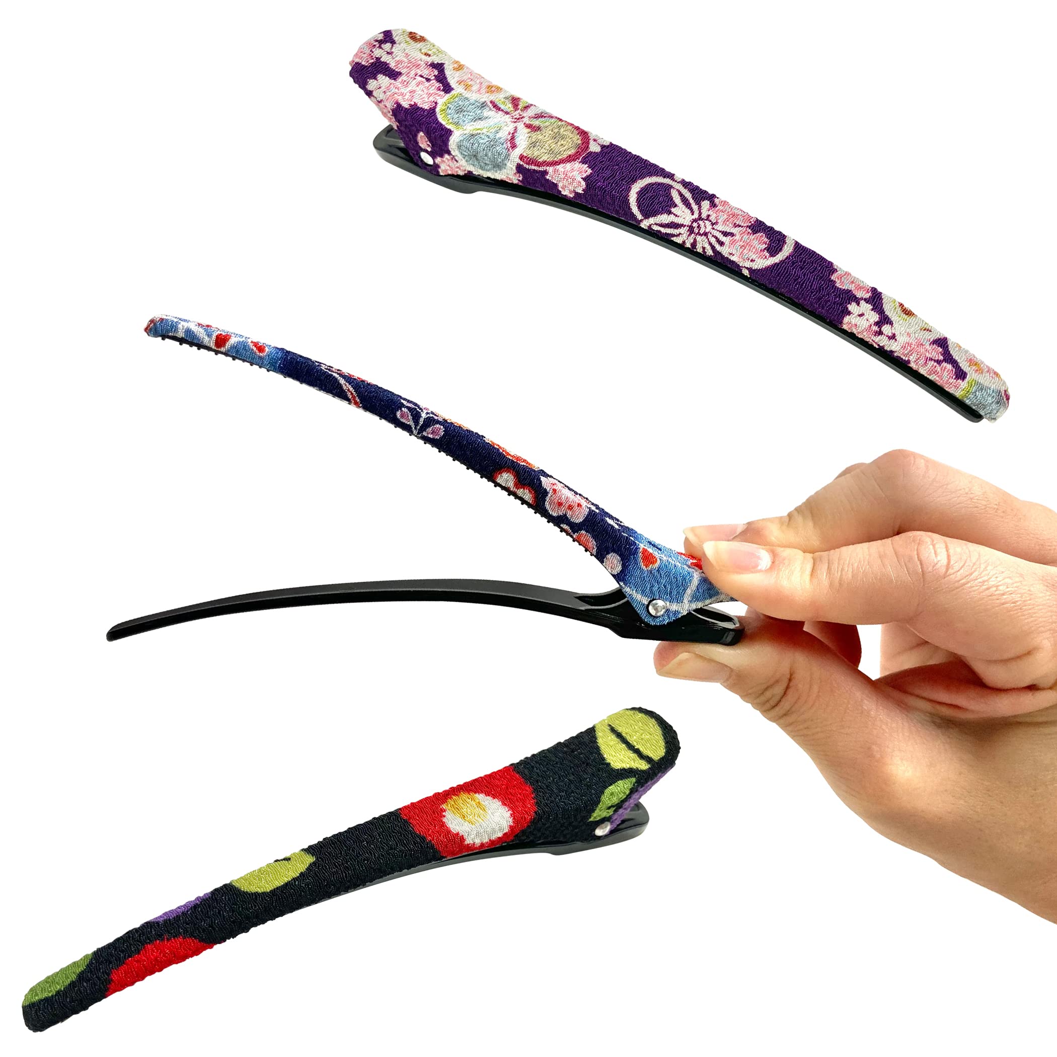 Amazon.co.jp: 夢ちりめん髪留め ヘアクリップ くちばし クリップ 和柄