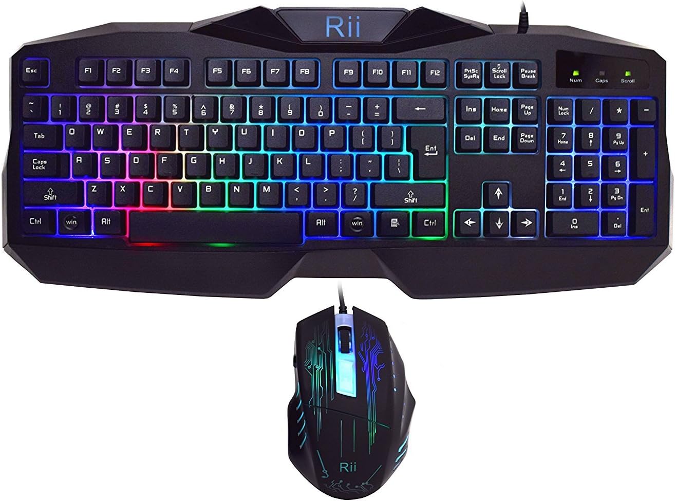 Amazon.com: Rii Gaming Keyboard and Mouse Combo,LED Rainbow Backlit USB ...