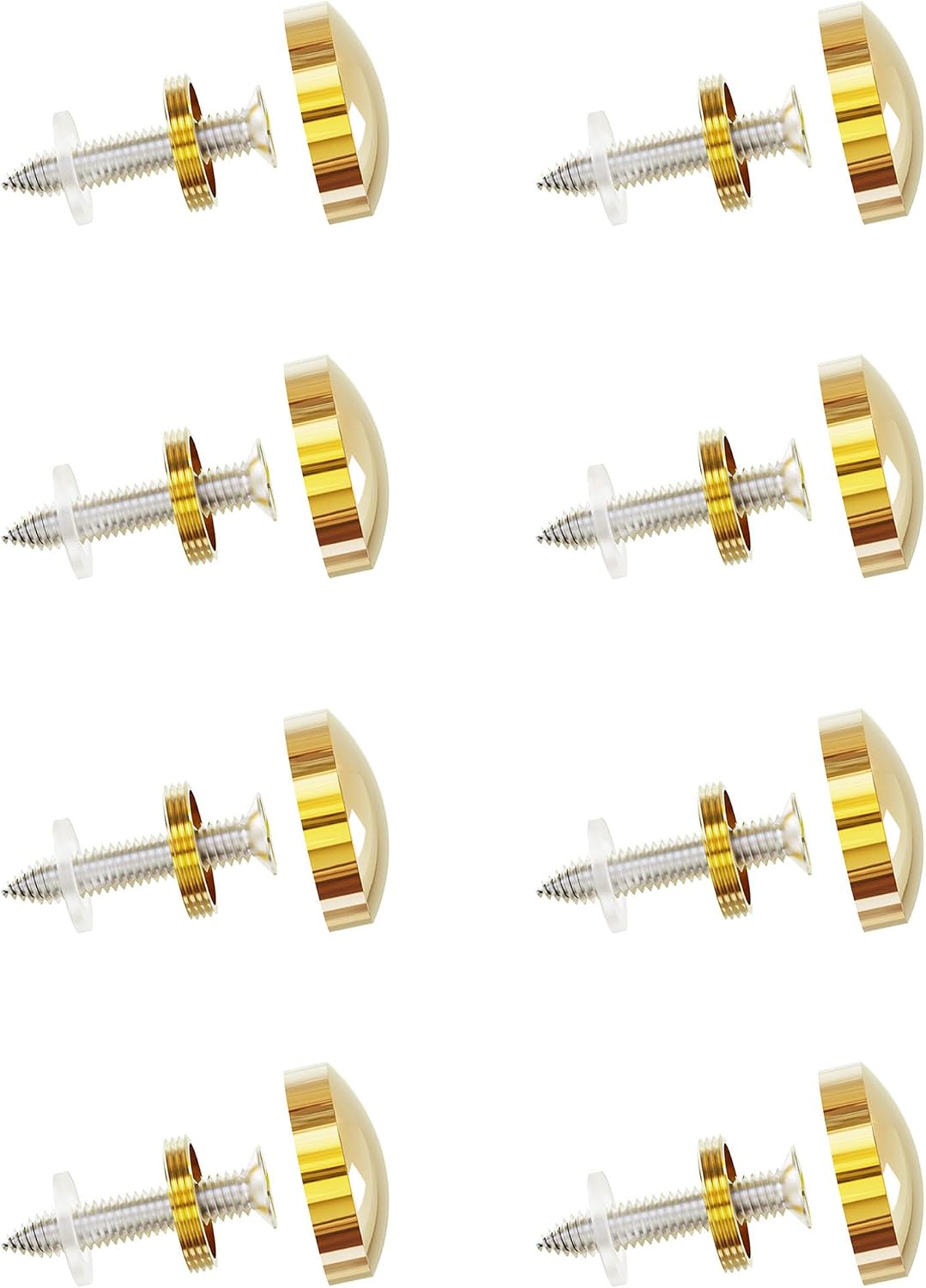 8 PCS 14mm Mirror Screws, Cambered Gold Lid