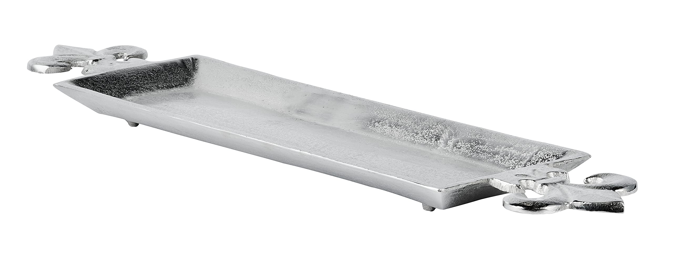 MichaelNoll Tablett Lilie - Servierbrett Servierplatte Aluminium Silber - Serviertablett aus Metall - Silbertablett - Dekotablett - 59 oder 67 cm (59x15x3 cm)
