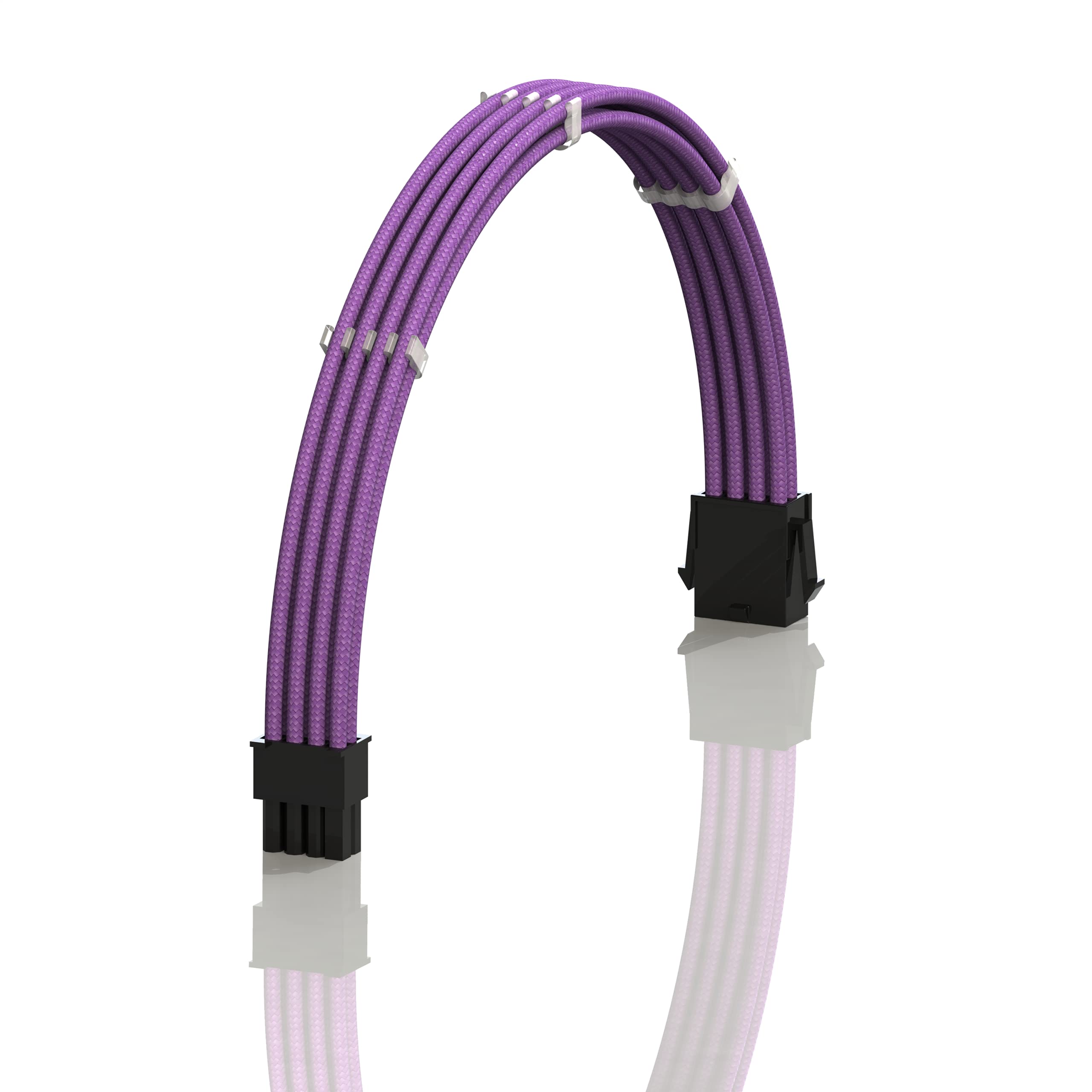 LINKUP - AVA 30cm EPS 8P(4+4) CPU ATX Motherboard PSU Power Supply Braided Sleeved Custom Mod PC Extension Cable w/Combs | Strong & Stiff Design | Single Pack | 300mm - Purple