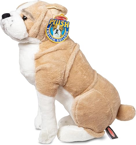 Miniatura 6 de Melissa  Doug Bulldog inglés gigante animal de peluche realista casi 2 pies de alto