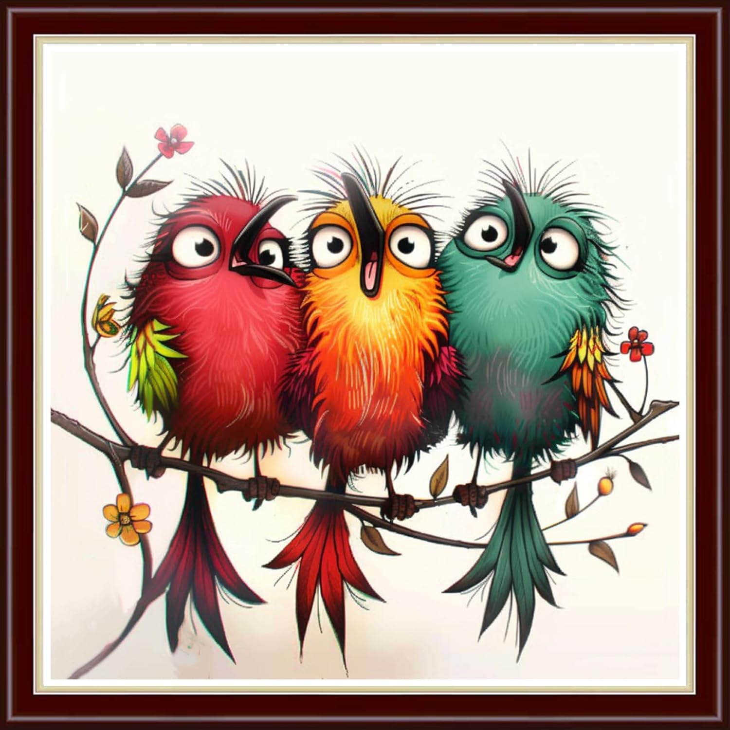 Joyhoor Stamped Cross Stitch Kits for Beginners Needlepoint Kits for Adults Embroidery Kits 11CT Counted Cross Stitch Kits Printed Embroidery Pattern-Three Birds on the Tree 18x18 inch
