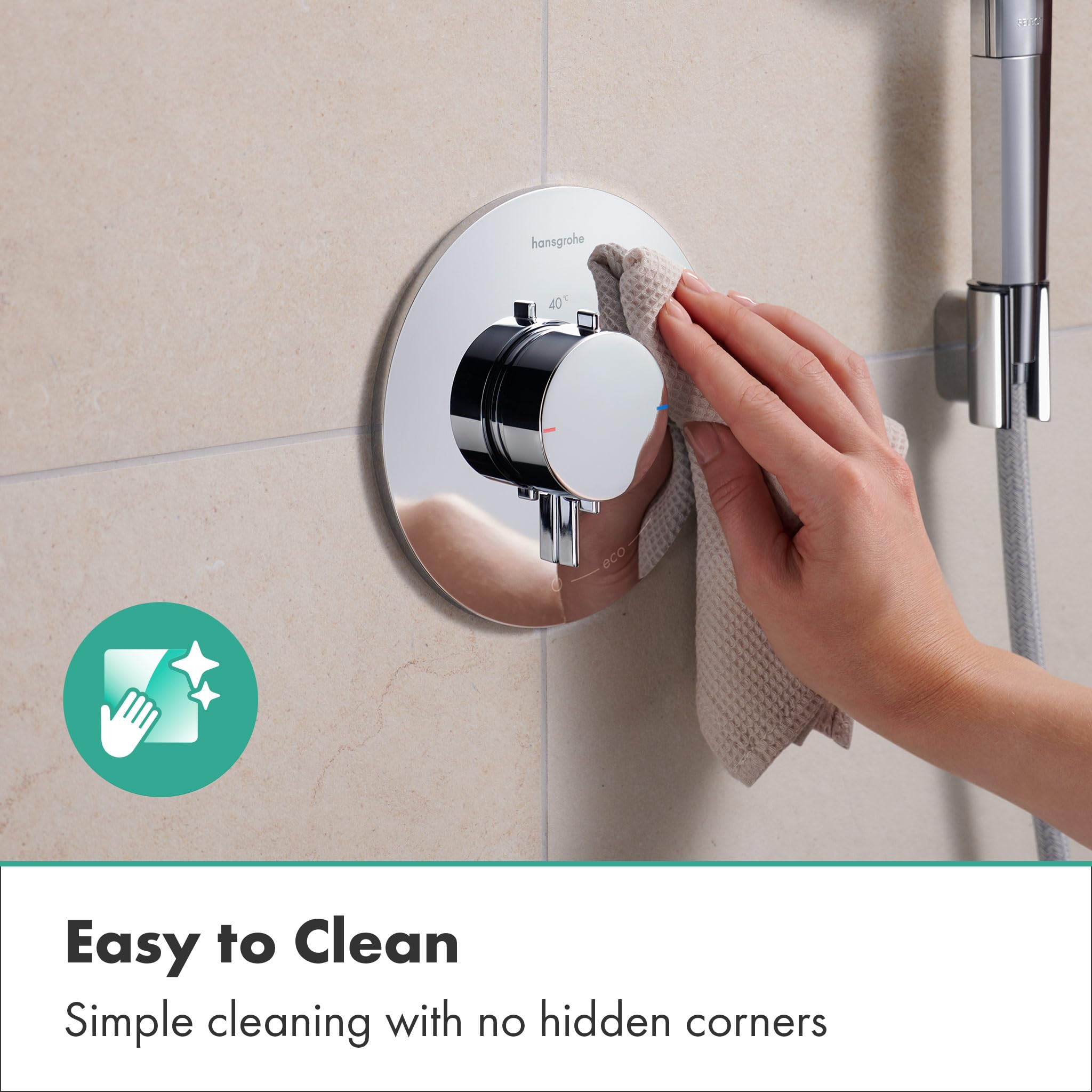 hansgrohe Ecostat Comfort S - bateria termostatyczna podtynkowa, armatura łazienkowa z zabezpieczeniem przy 40 °C, termostat okrągły, kran do 1 odbiornika, chrom, 33714000