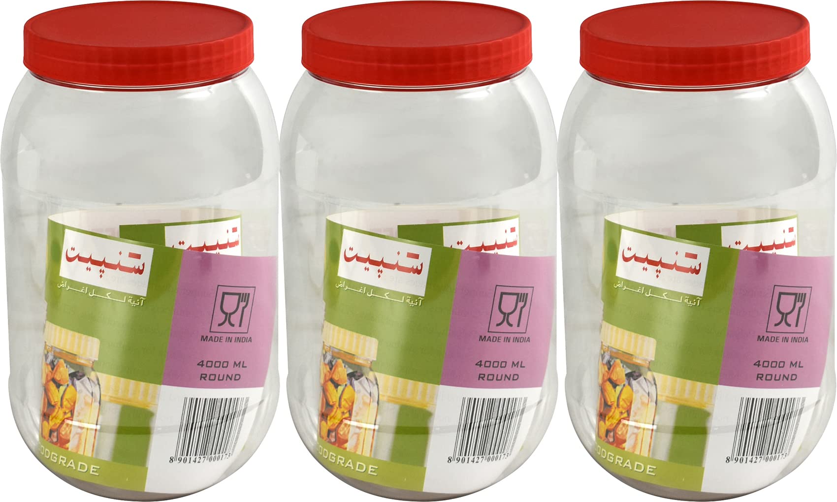 Sterling Ventures P.E.T. Jars, Food safe, Clear Food Storage Containers. (3x 4000ml)