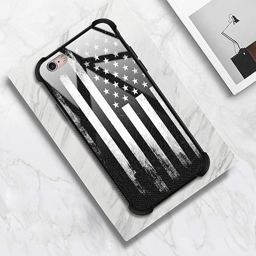 Miniatura 6 de CARLOCA Funda compatible con iPhone 6S Plus, para iPhone 6 Plus para niños y hombres, diseño retro de bandera estadounidense negra, a prueba de