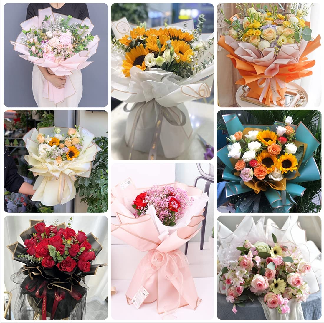 80 fogli di carta da regalo in cotone per bouquet, 43,2 x 55,9 cm, in