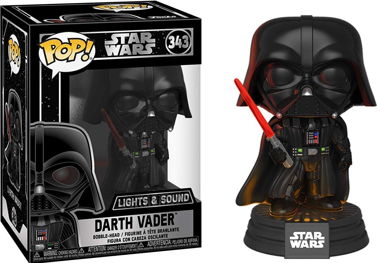 POP Star Wars: Darth Vader Electronic with Lights and Sound Funko Vinyl Figure (Bundled with Compatible Box Protector Case), Multicolor, 3.75 inches