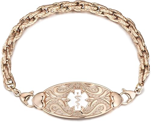 Miniatura 7 de ASTERY Pulsera de identificación de alerta médica personalizada para mujer, pulsera de identificación personalizada de emergencia, pulsera diabética