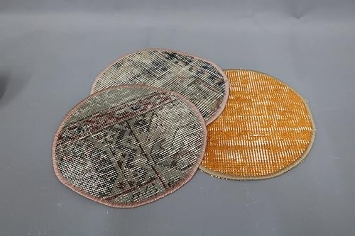 Miniatura 2 de Mesa, juego de seis, regalo para ella, posavasos naranja, placa inferior de alfombra, posavasos circulares, almohadilla de 10 x 10 pulgadas, mantel