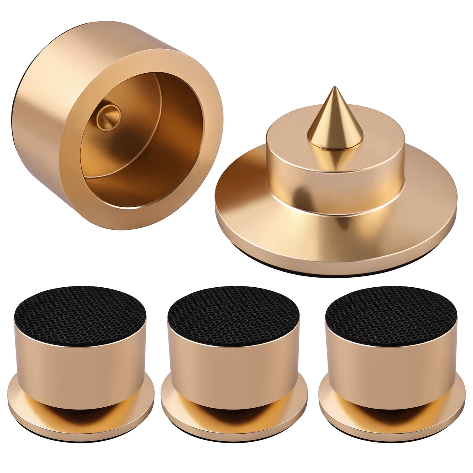 Piedini isolanti per giradischi, cuscinetti antivibrazione per altoparlanti e subwoofer, confezione da 4 piedini in lega di alluminio solida per audiofili per audio ad alta risoluzione, home
