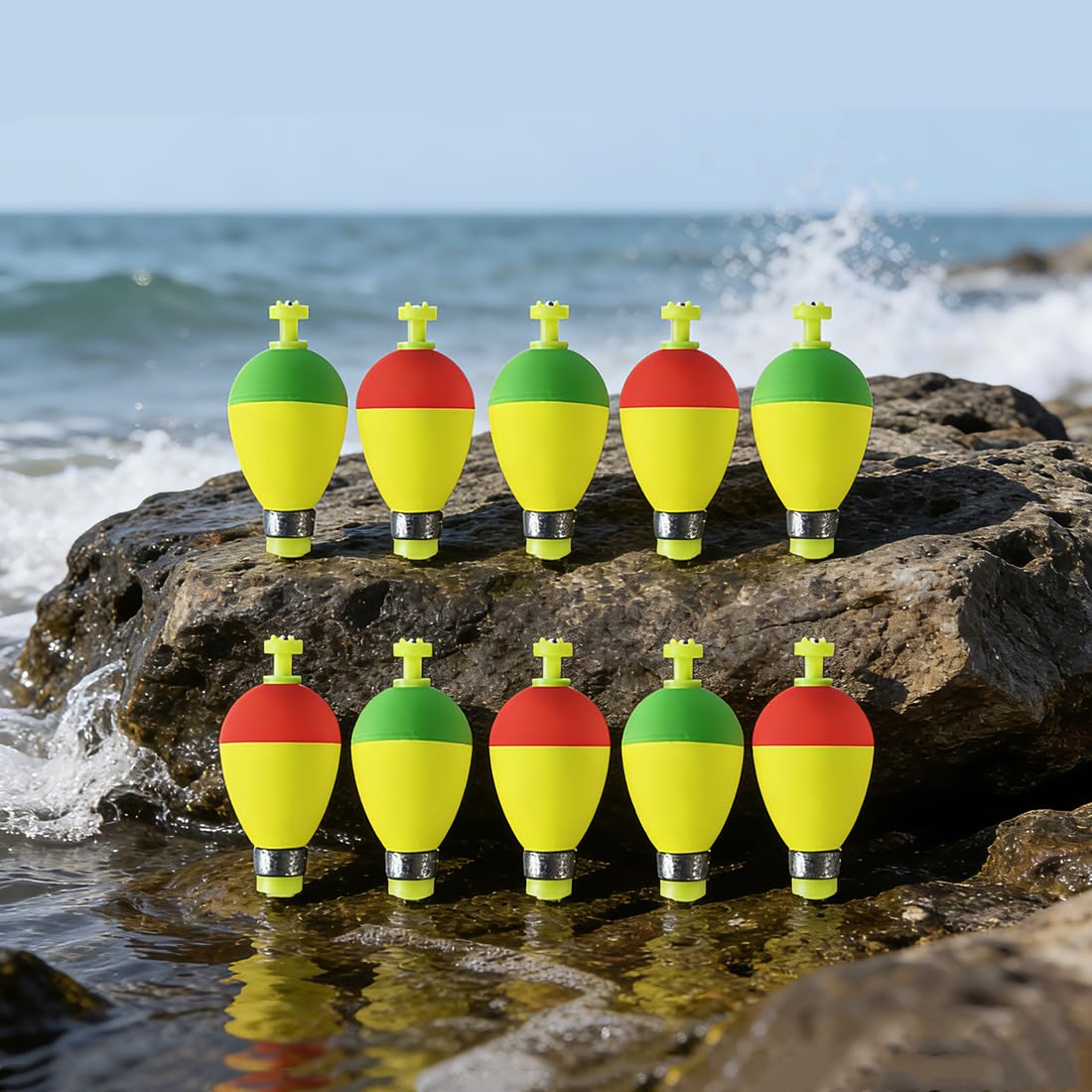 10pcs Fishing Bobbers Floats, Catfish Bait Weighted Slip Lock Bobbers Stops for Crappie Fishing Tackle Box Corks,Oval Steelhead Peg Floats Catfishing, Fishbites Supplies for Fishes Lovers