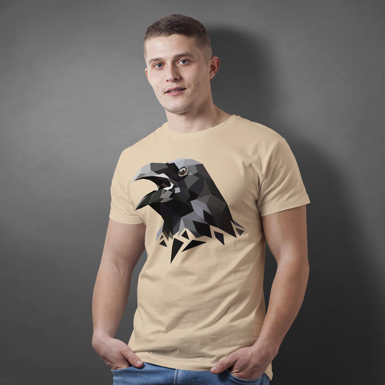 Black Crow kruk koszulka - ptak sztuka Halloween przestraszyć koszulka z nadrukiem - obraz horroru kolorowy t-shirt natura - strach na wróble prezent